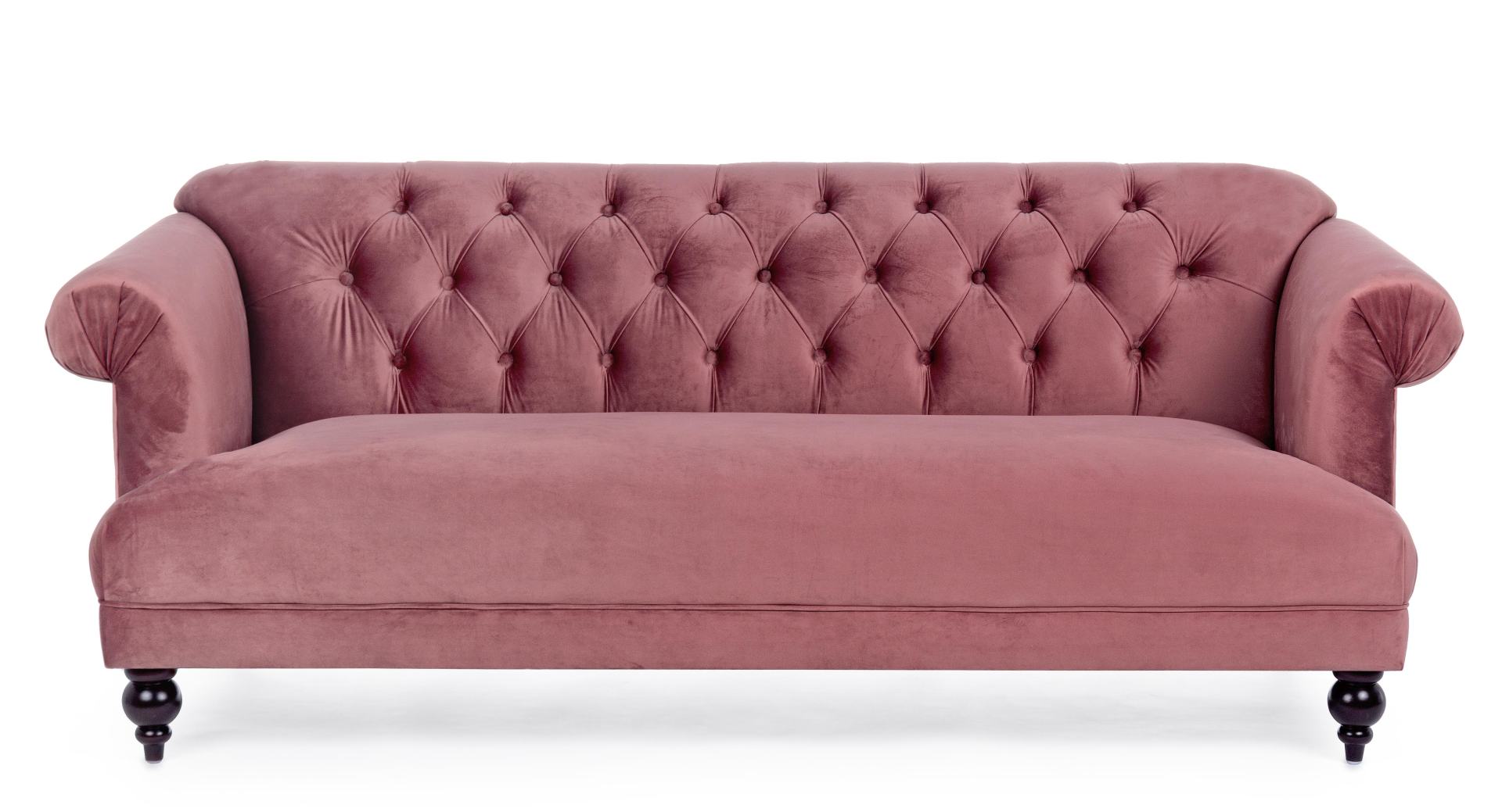 3-Sitzer Sofa Blossom in Samt-Optik, Altrosa