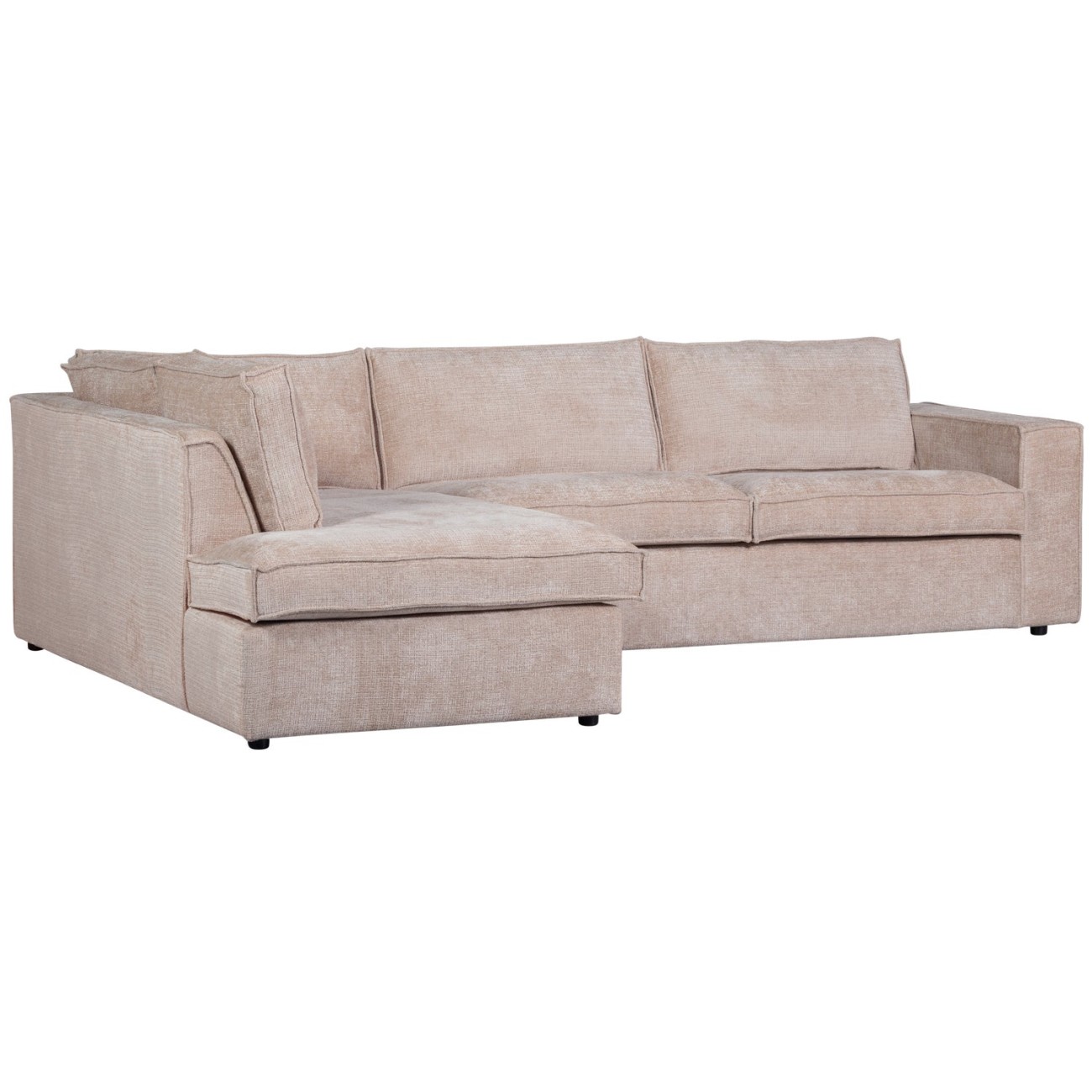 Ecksofa Hajo aus Chenille-Stoff Links, Sand