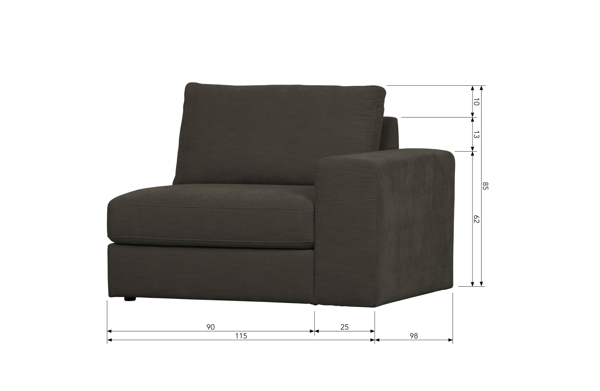 Modulsofa Family 1-Seat Element Rechts, Anthrazit