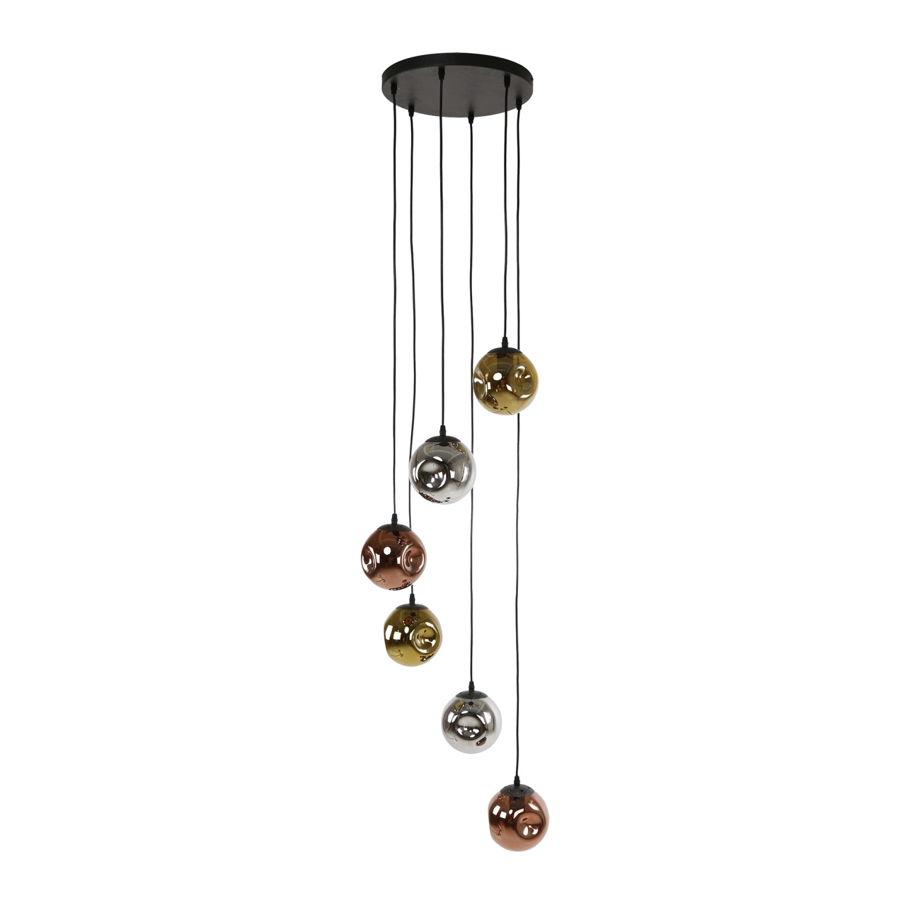 Hängeleuchte Atomoira mit LED - 6-flammig, Gold-, Kupfer-, Chromglas Hängeleuchte Atomoira mit LED - 6-flammig, Gold-, Kupfer-, Chromglas
