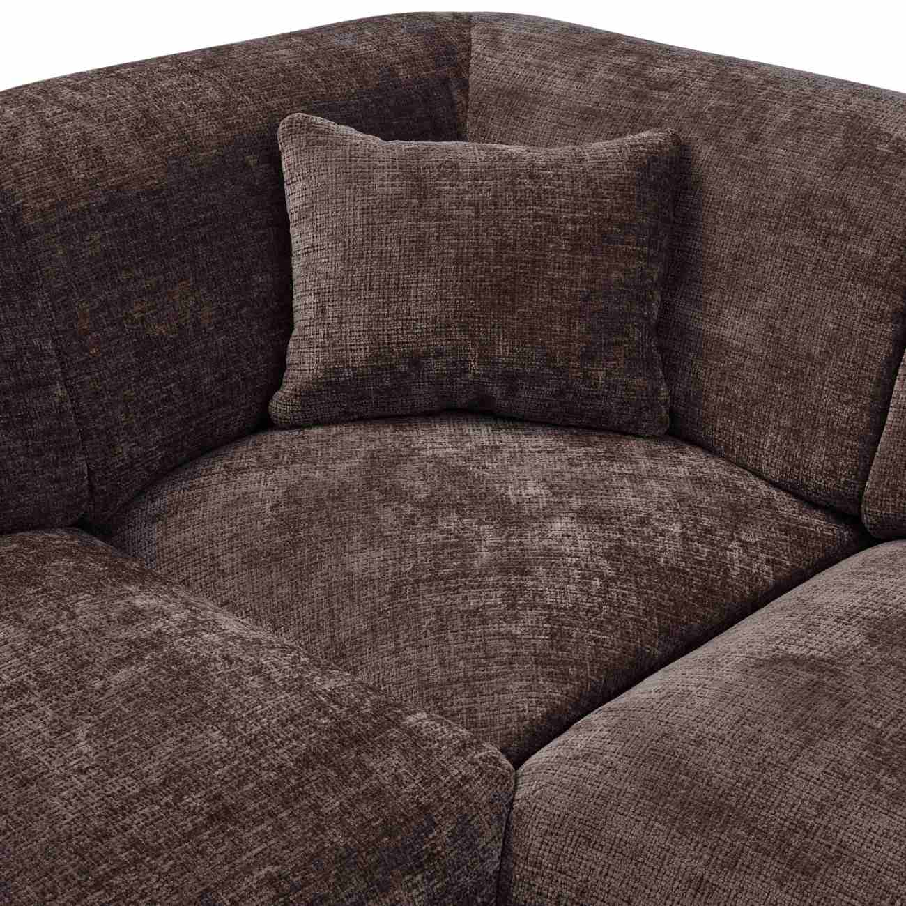 Ecksofa Cloud aus Chenille-Stoff Links, Braun