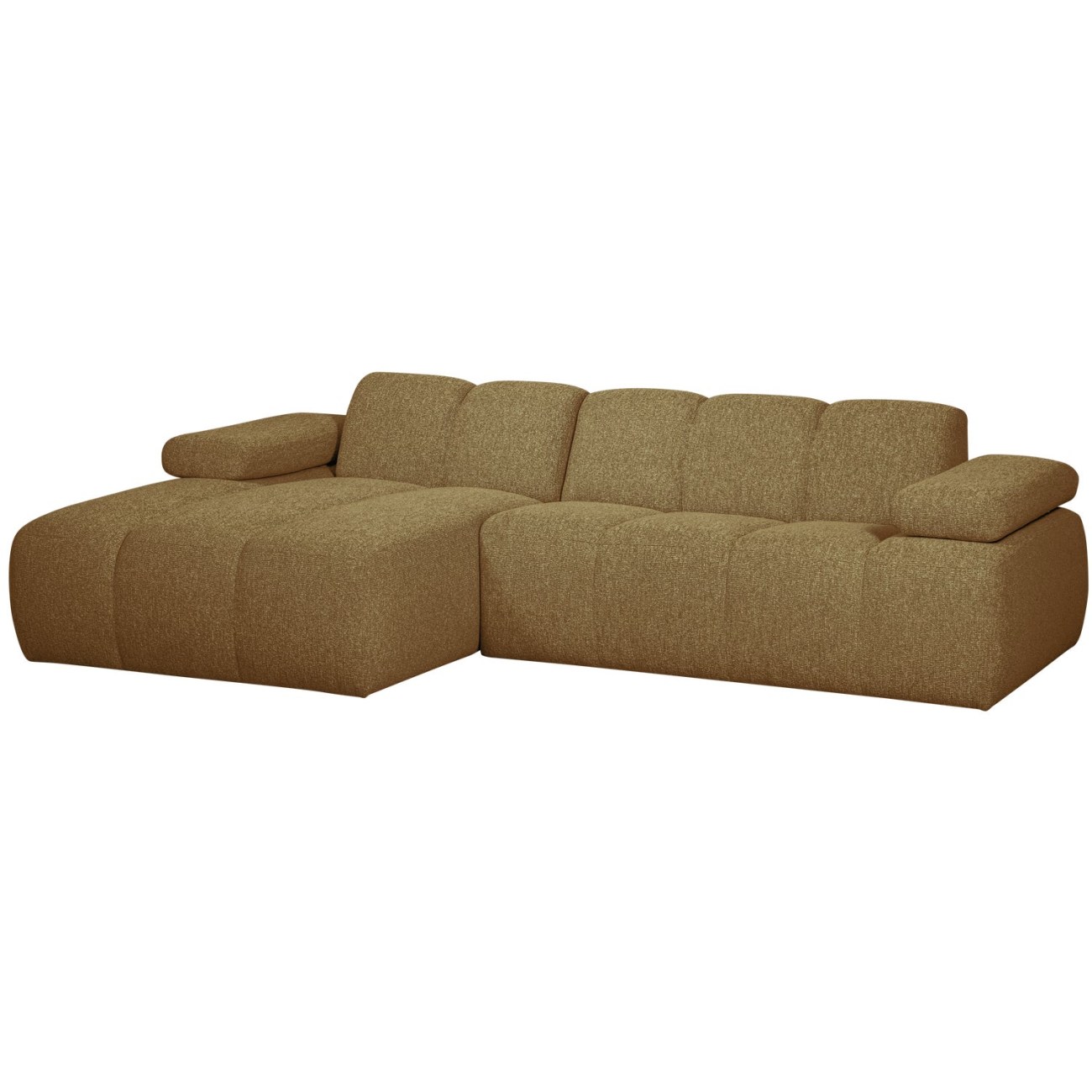 Chaiselongue Mojo aus Boucle-Stoff Links, Gelb/Braun