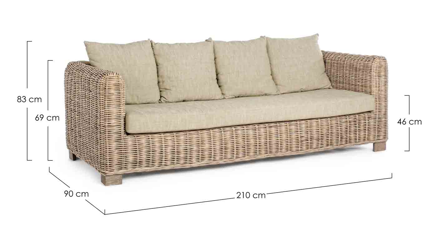 Rattansofa Fortaleza, 3 Sitzer