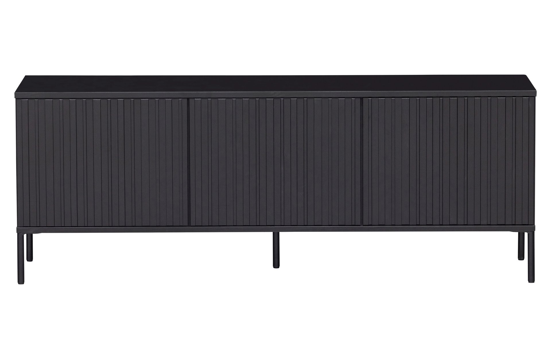 TV Board Gravure aus Kiefernholz 150 cm, Schwarz