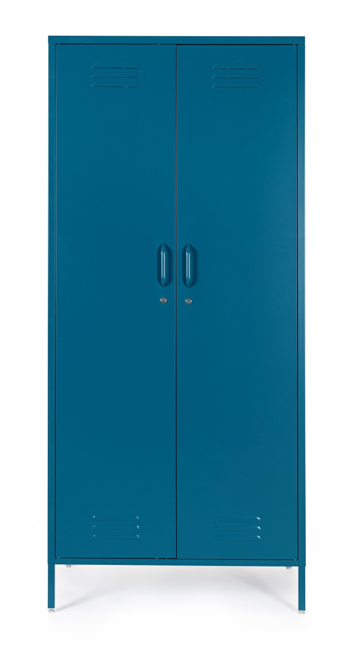 Kleiderschrank Cambridge 2 Türen aus Metall, Blau