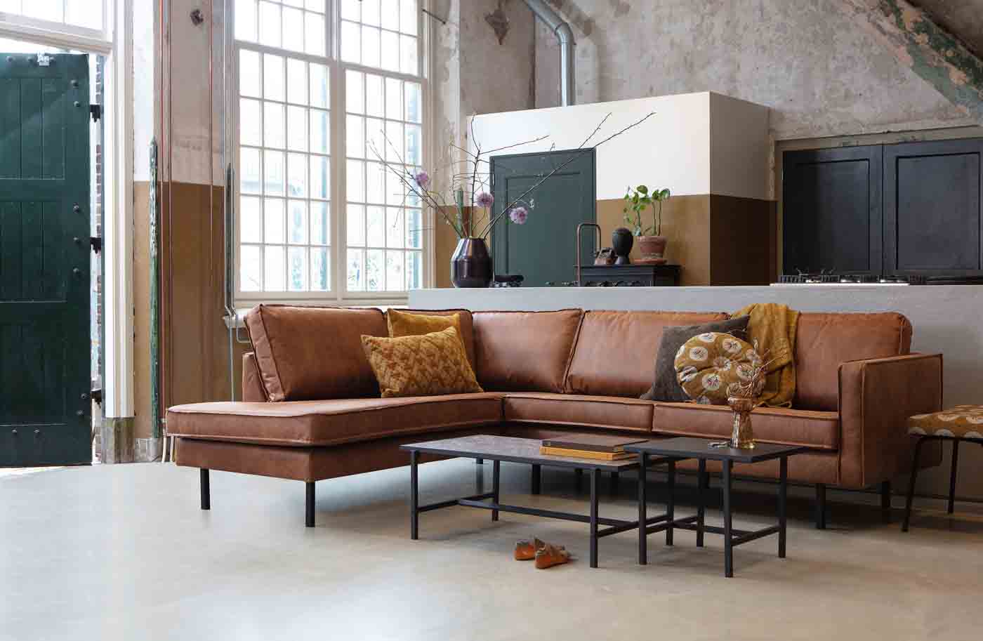 Rodeo Ecksofa Lederoptik, links Cognac