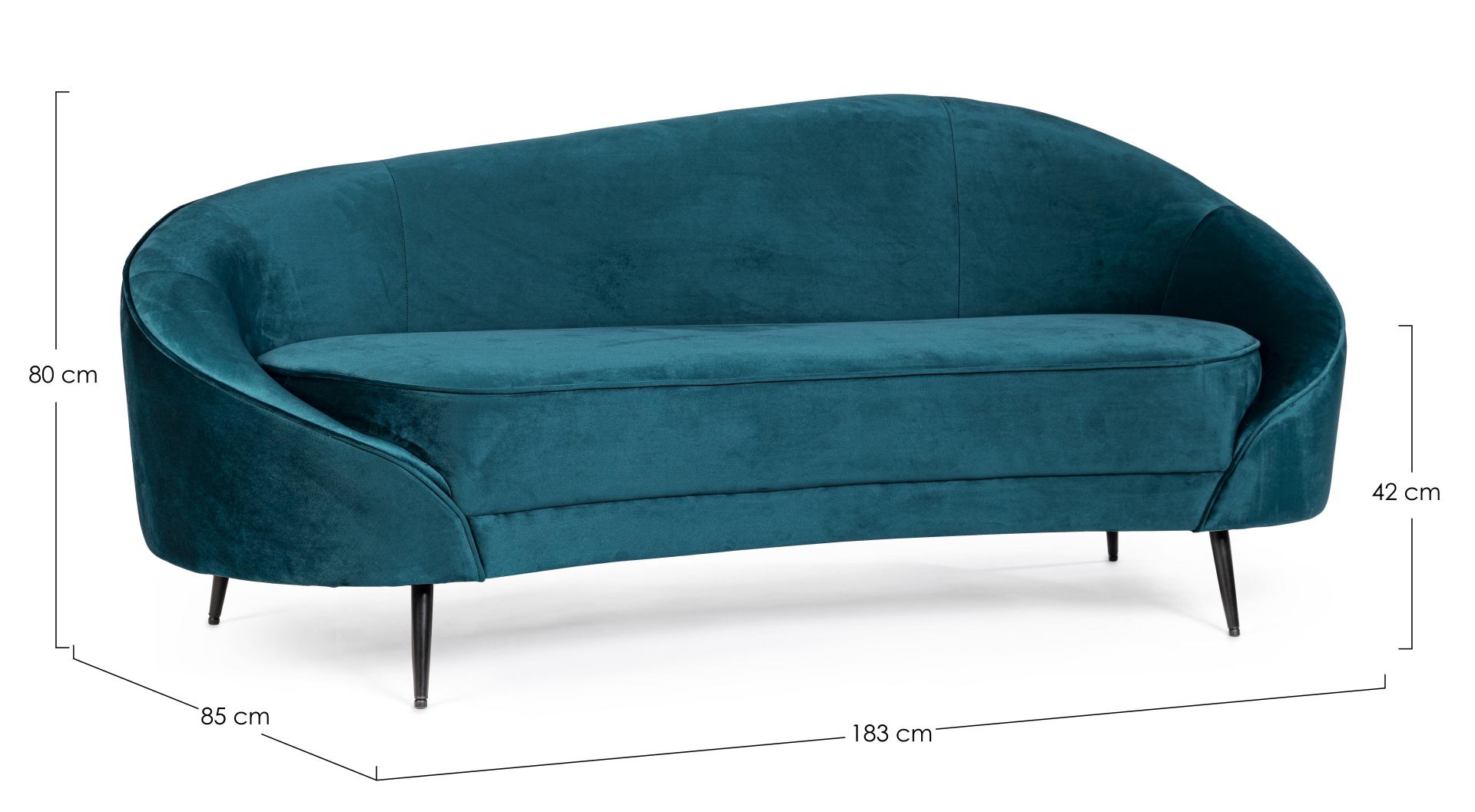 2-Sitzer Sofa Seraphin in Samt-Optik, Blau