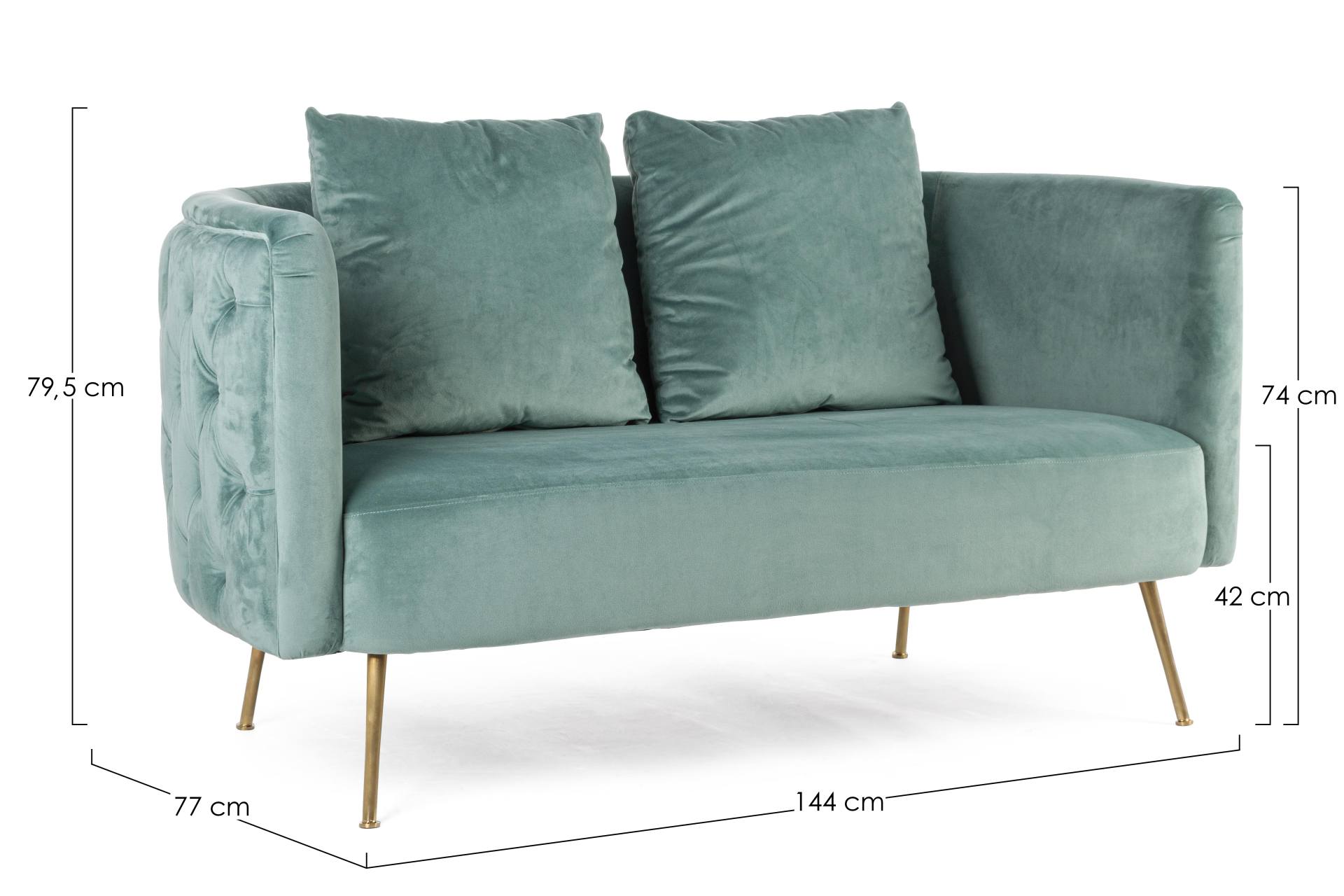 2-Sitzer Sofa Tenbury in Samt-Optik, Türkis