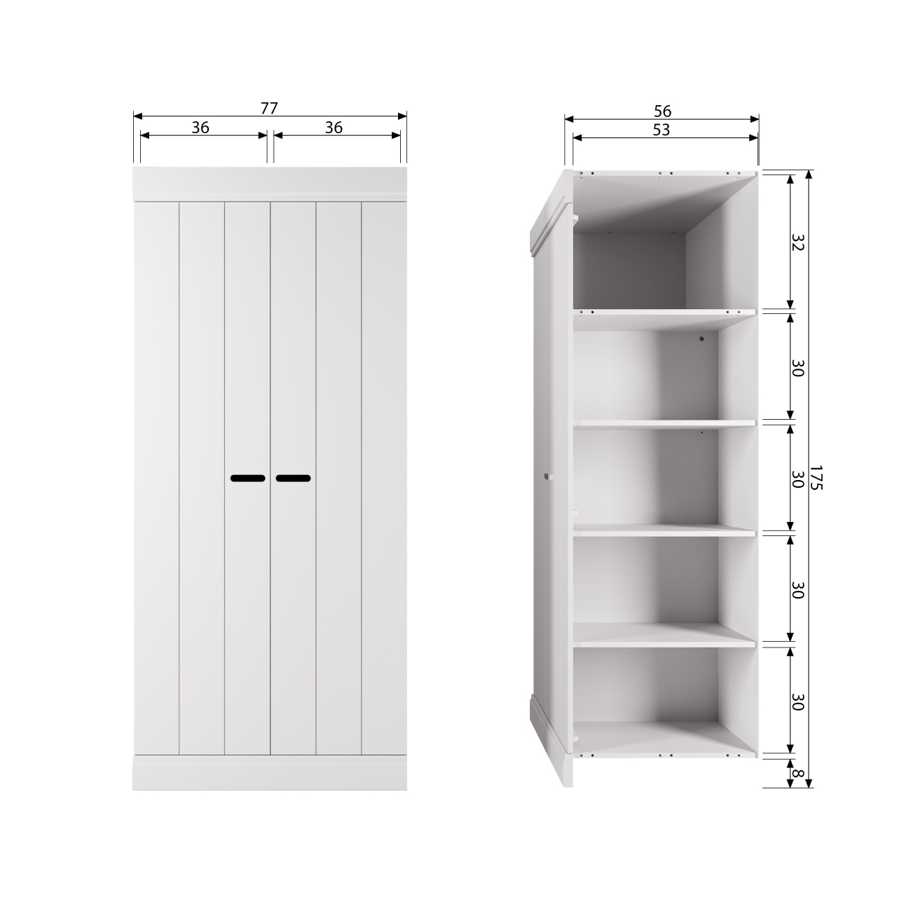 Kleiderschrank Connect aus Kiefernholz, 175 cm