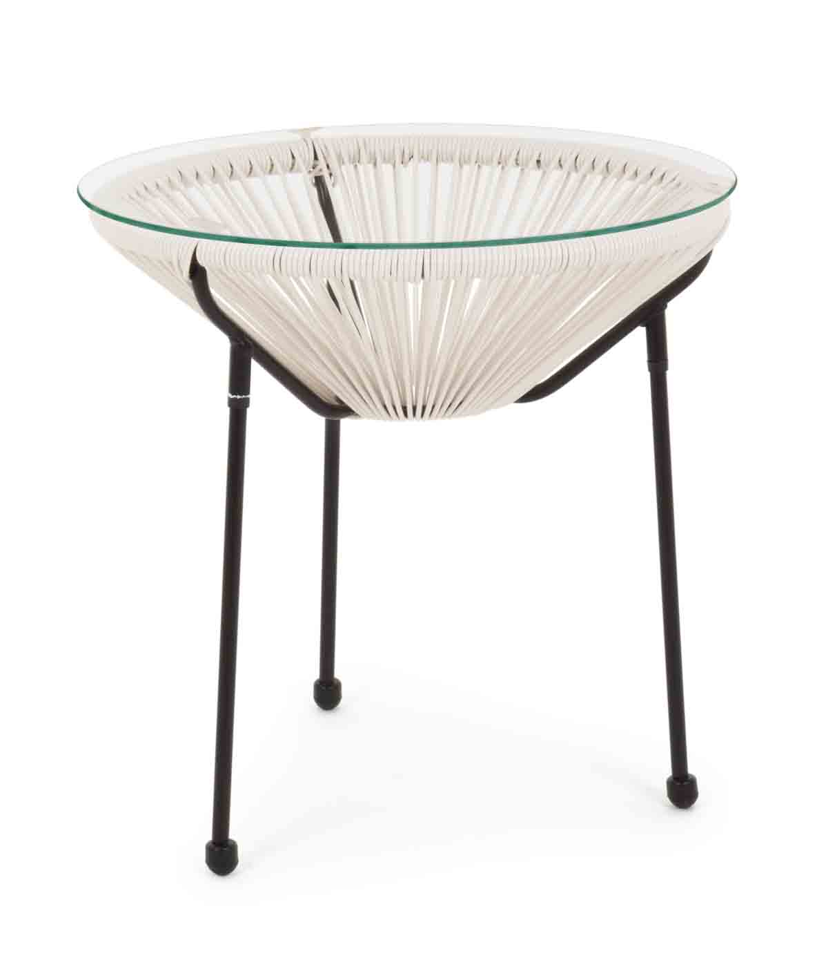 Beistelltisch Parker mit Glasplatte, Weiß Beistelltisch Parker mit Glasplatte, Weiß