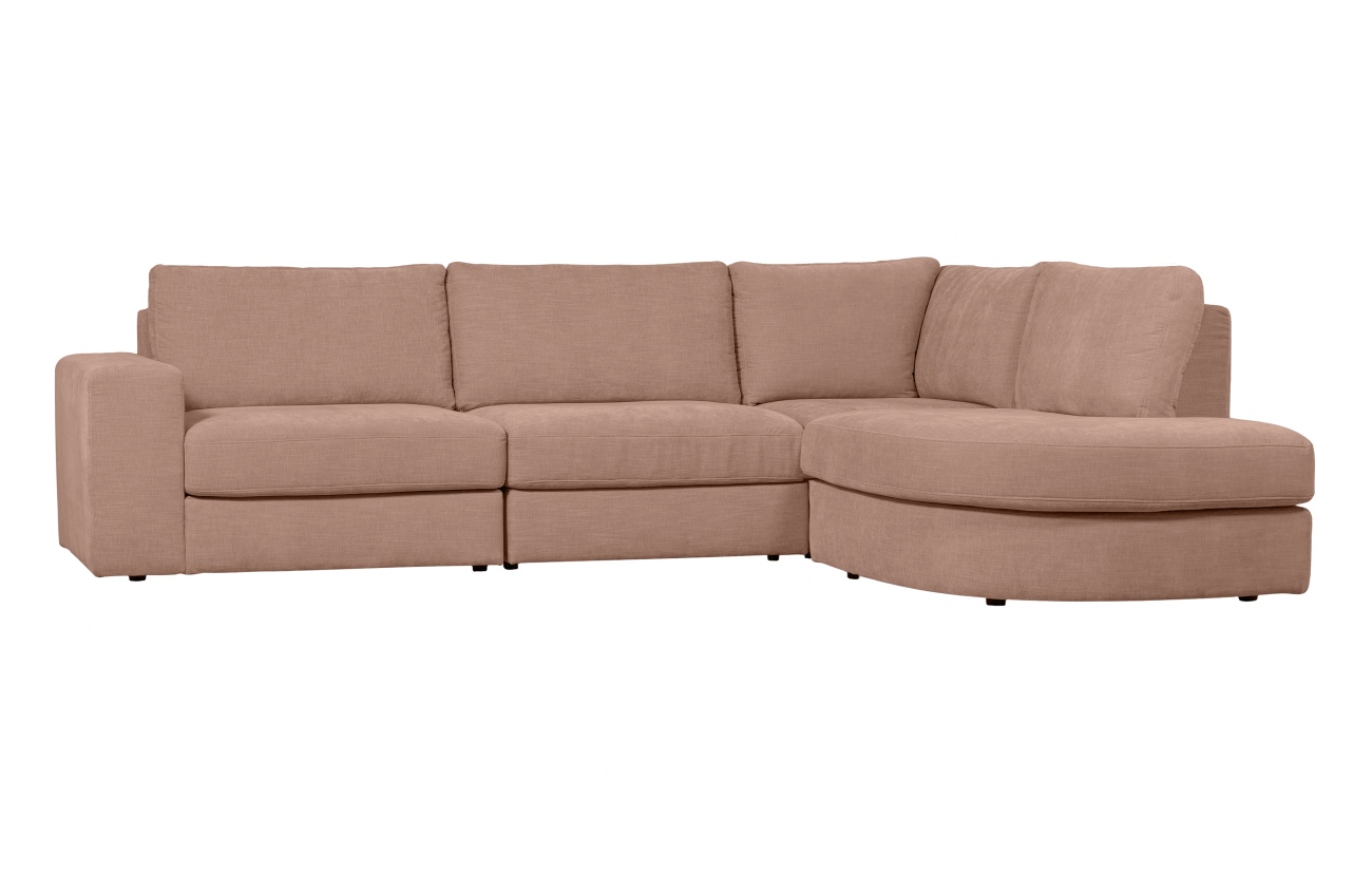 Ecksofa Family aus Webstoff Rechts, Rosa