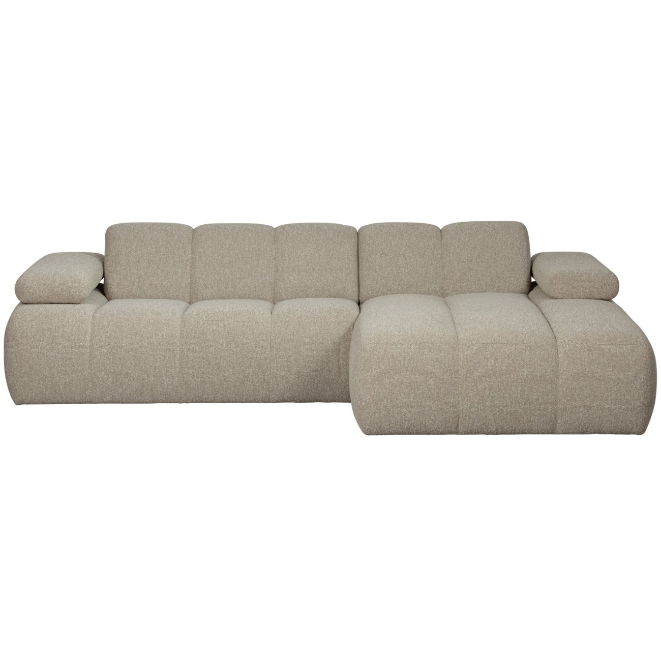 Chaiselongue Mojo aus Boucle-Stoff Rechts, Beige