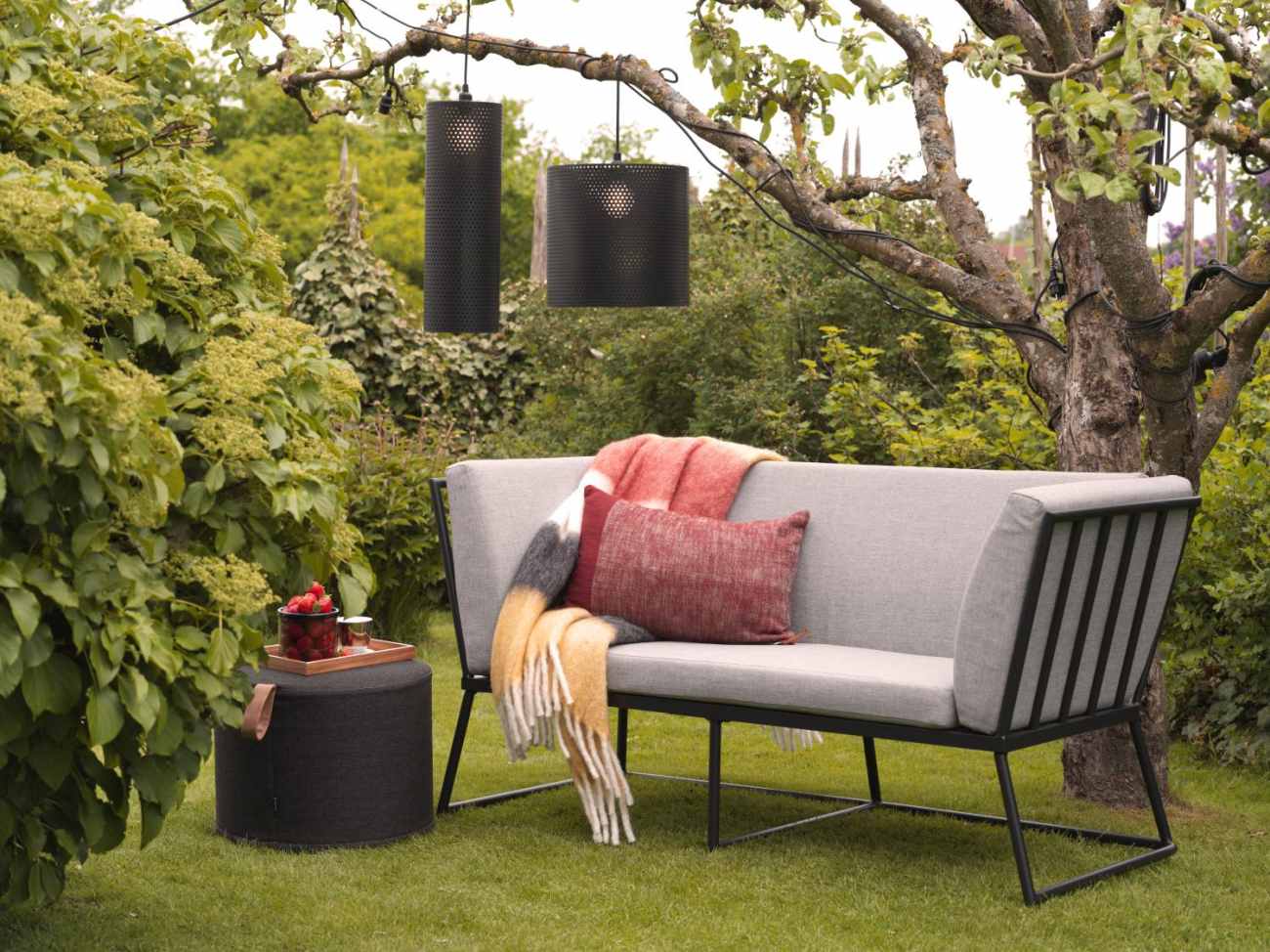 Gartensofa Vence mit Kissen 2-Sitzer, Grau