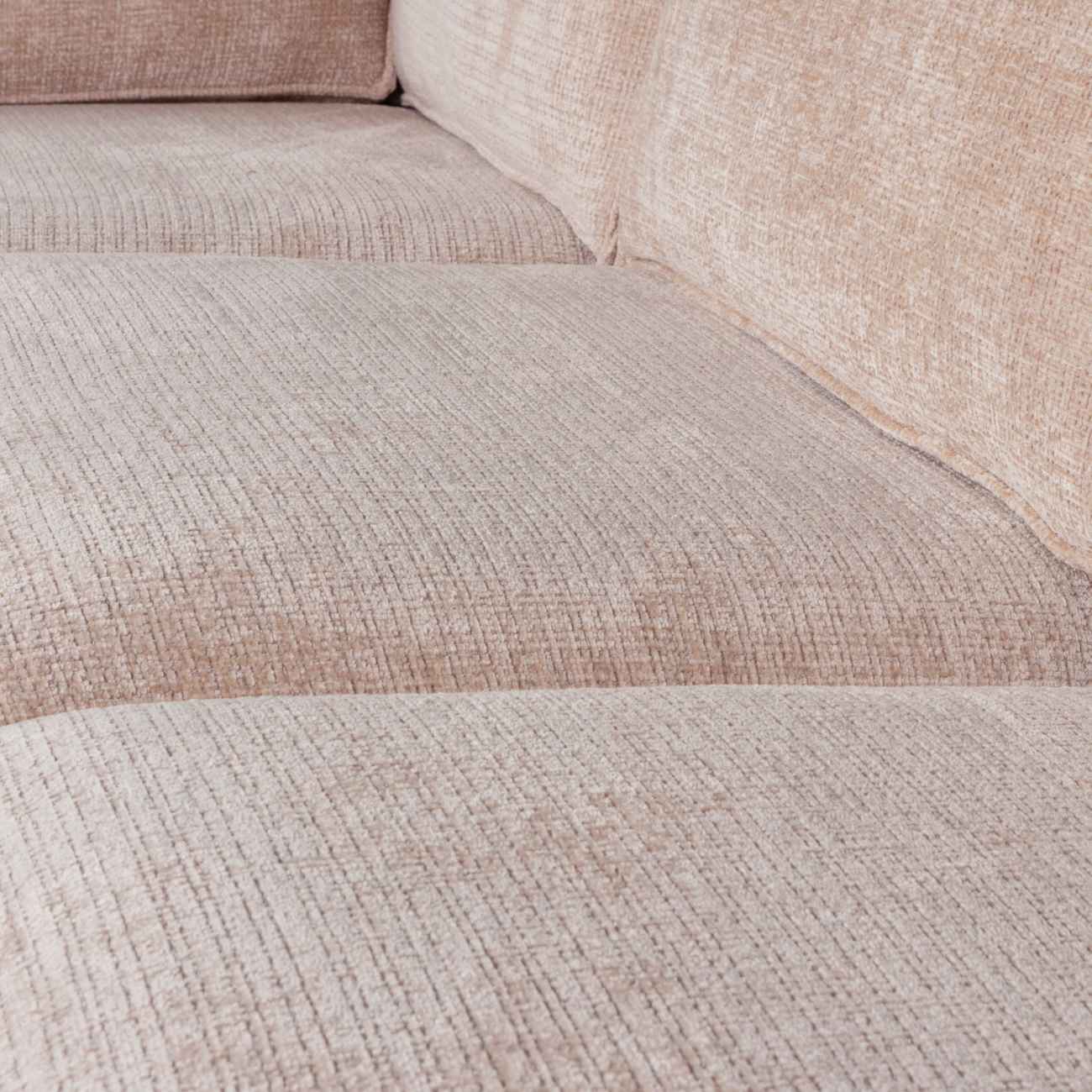 Ecksofa Hajo aus Chenille-Stoff Links, Sand