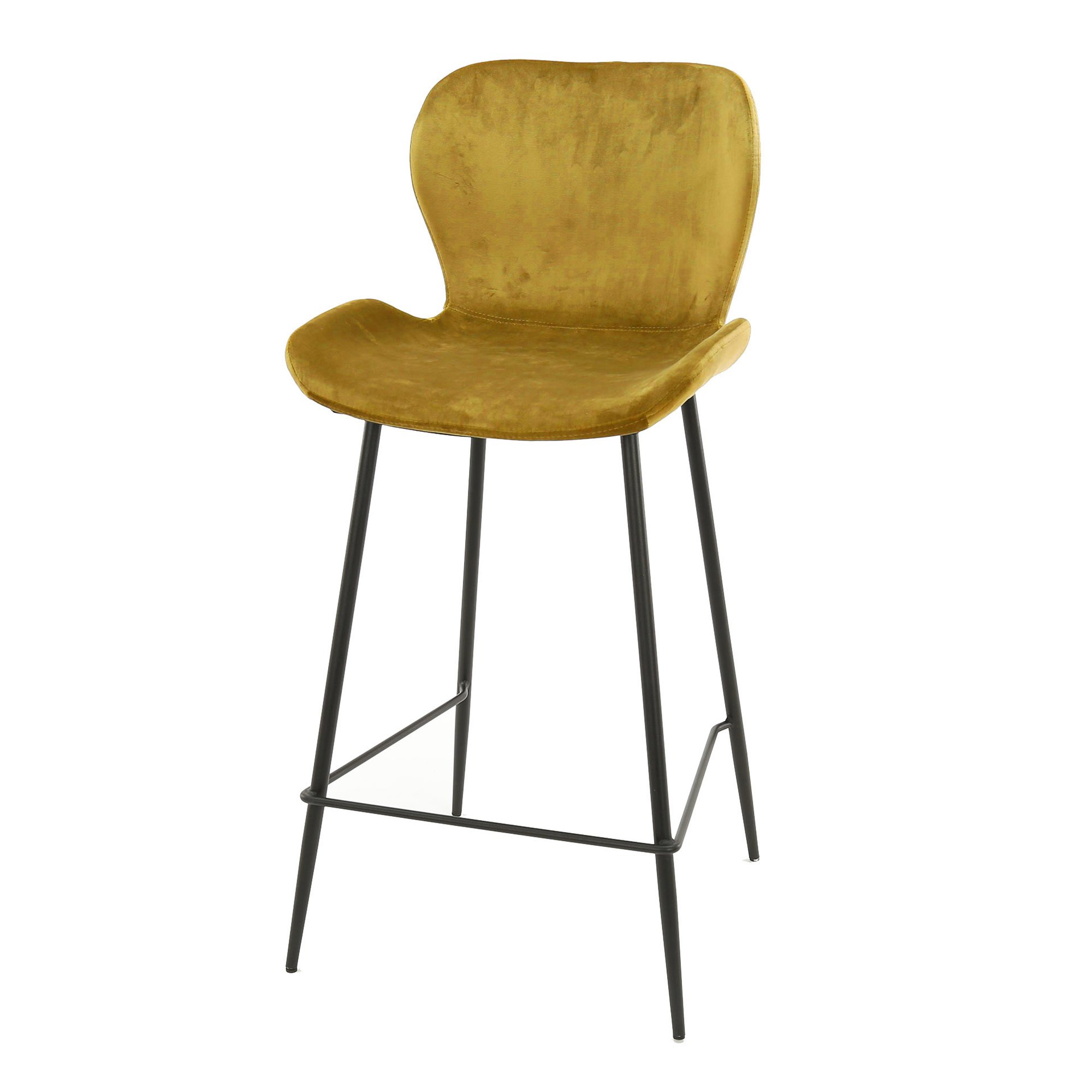 4er-Set Barhocker Pipvel mit Lehne - Samt, Ocker