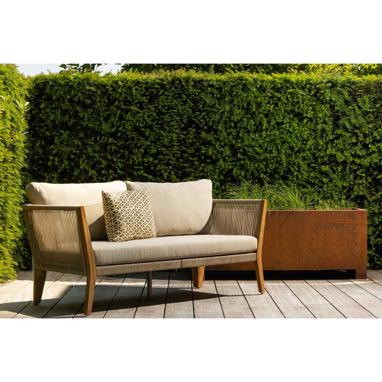 Gartensofa San Remo aus Teakholz, Sand