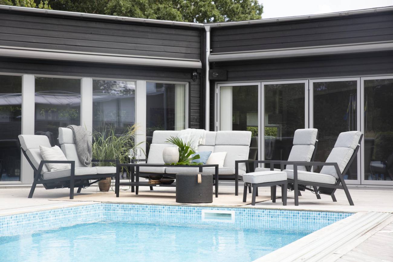 Gartensessel Belfort mit Kissen, Schwarz