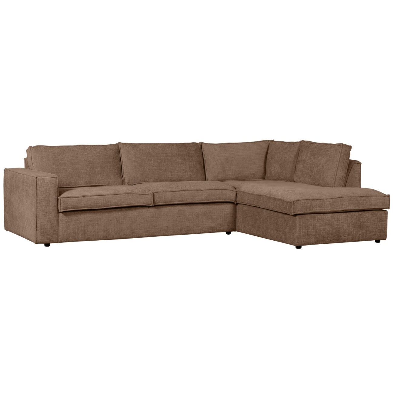Ecksofa Hajo aus Chenille-Stoff Rechts, Mud