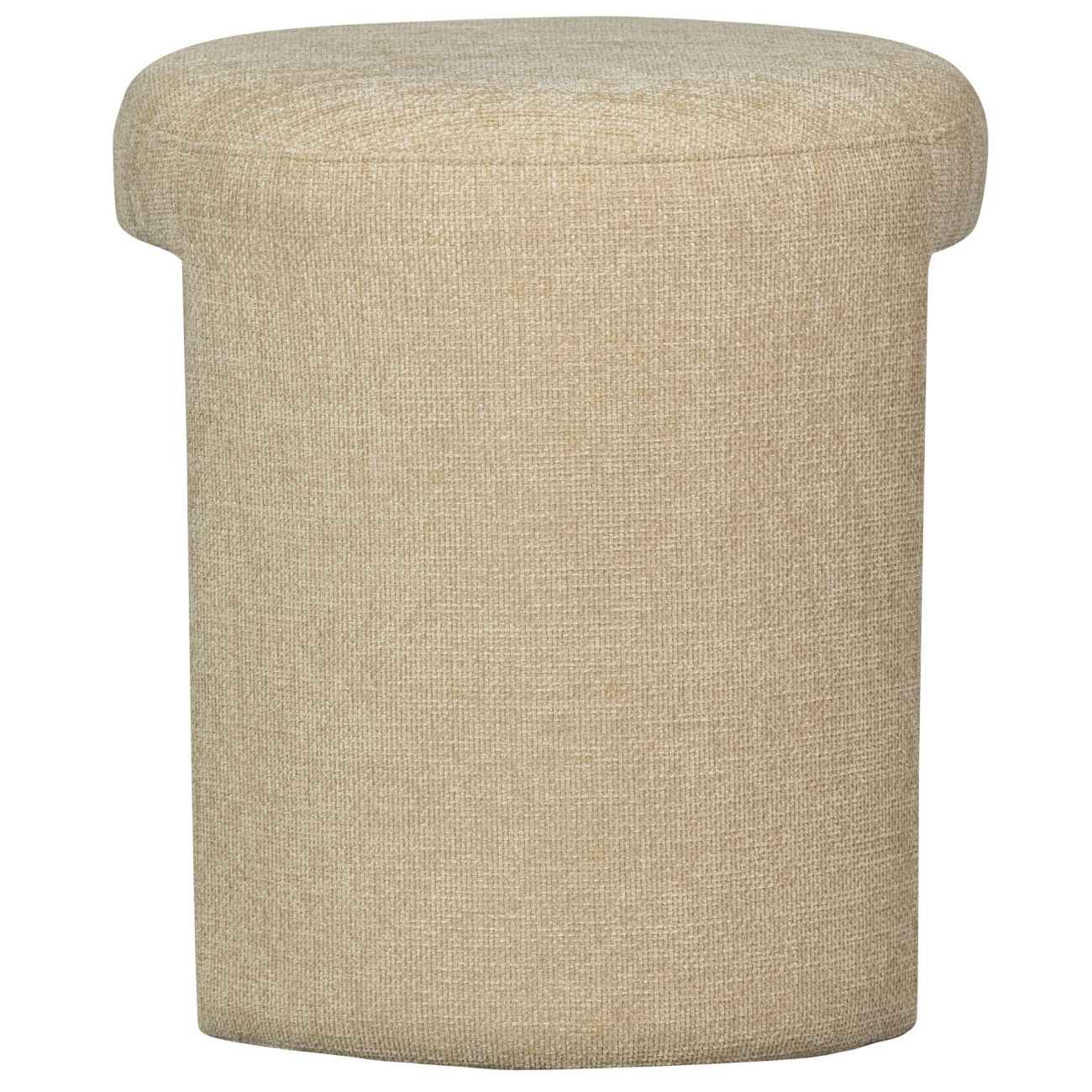 Hocker Charlie aus Chenille-Stoff, Natur