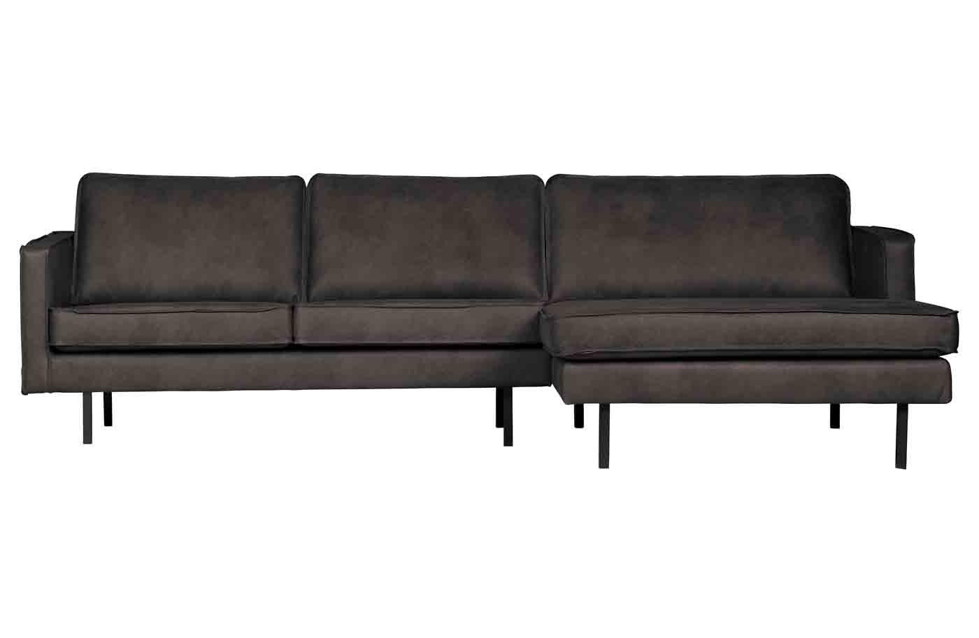 Ecksofa Rodeo Chaiselongue Lederoptik, rechts Schwarz