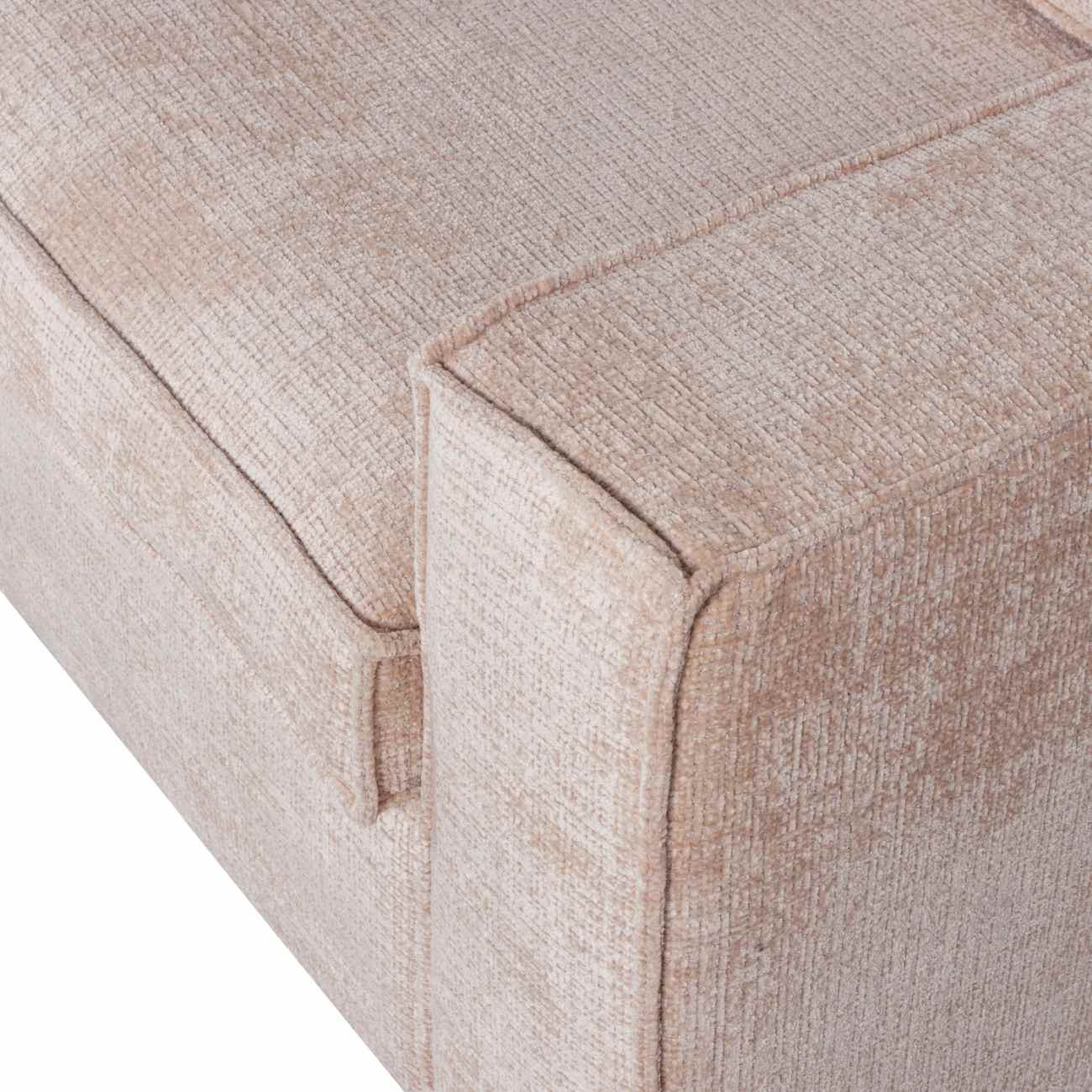 Ecksofa Hajo aus Chenille-Stoff Links, Sand