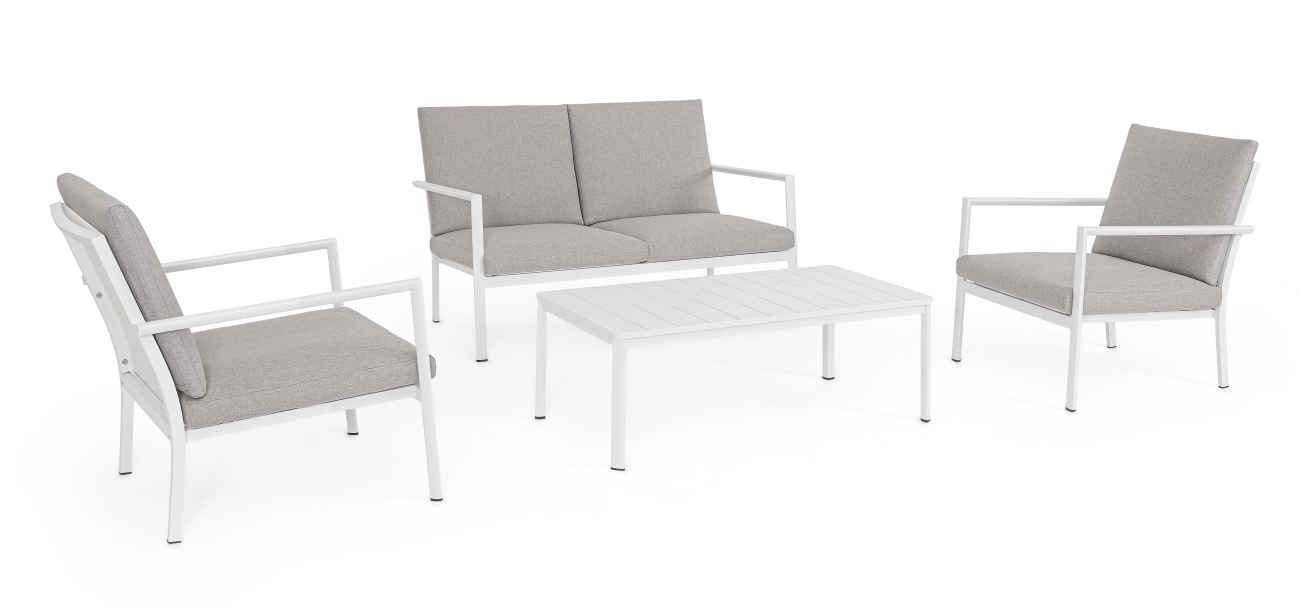 Garten-Set Konnor 4er Gruppe, Weiß