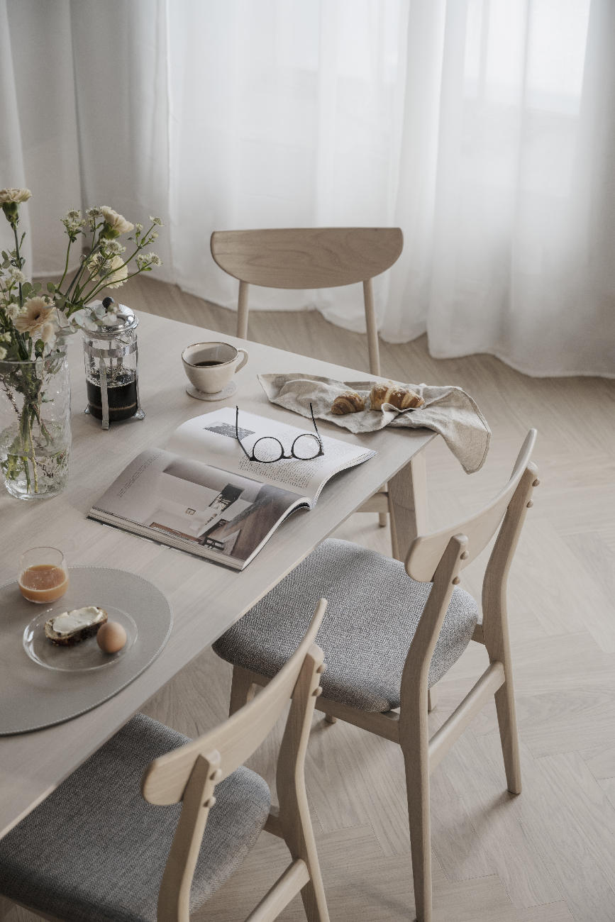 Klapptisch Filippa, 120/165x80cm, Eiche Weiß pigmentiert