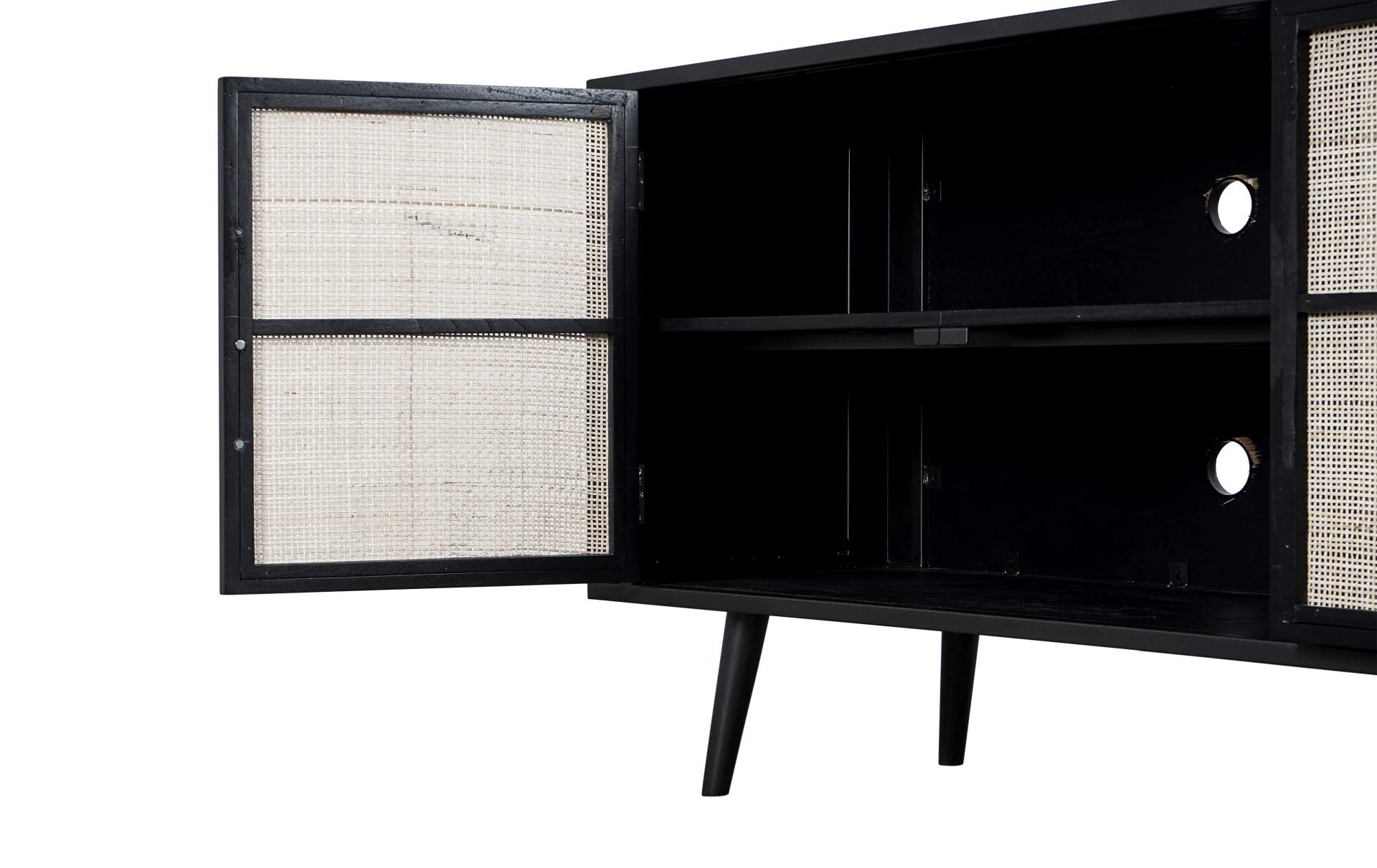 TV-Board Nordic Mindi Rattan mit 4 Türen, 200 cm