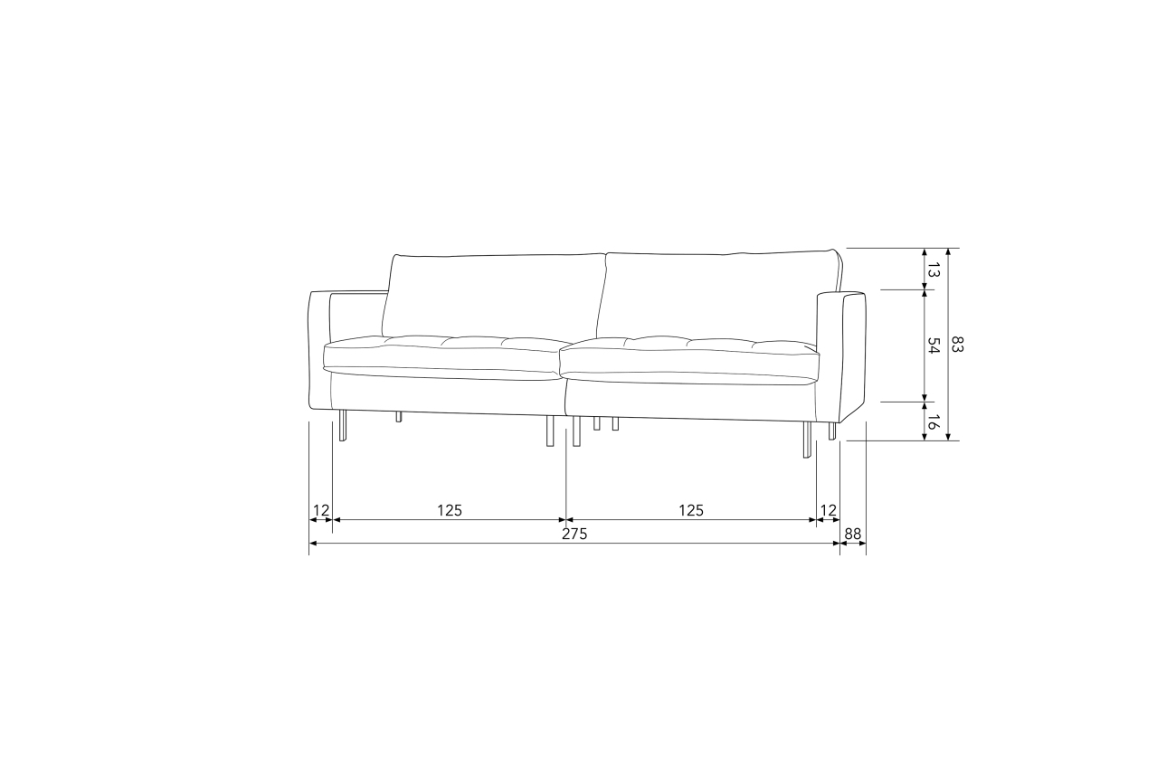 Sofa Rodeo Classic 3 Sitzer Samt, Kaki