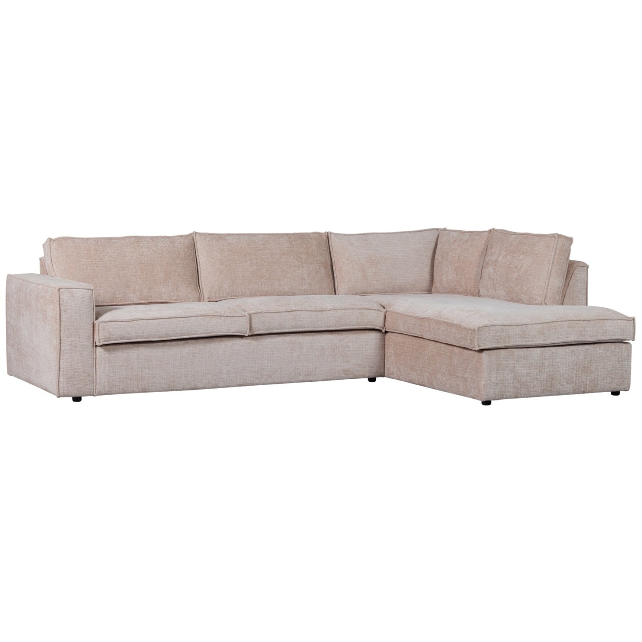 Ecksofa Hajo aus Chenille-Stoff Rechts, Sand