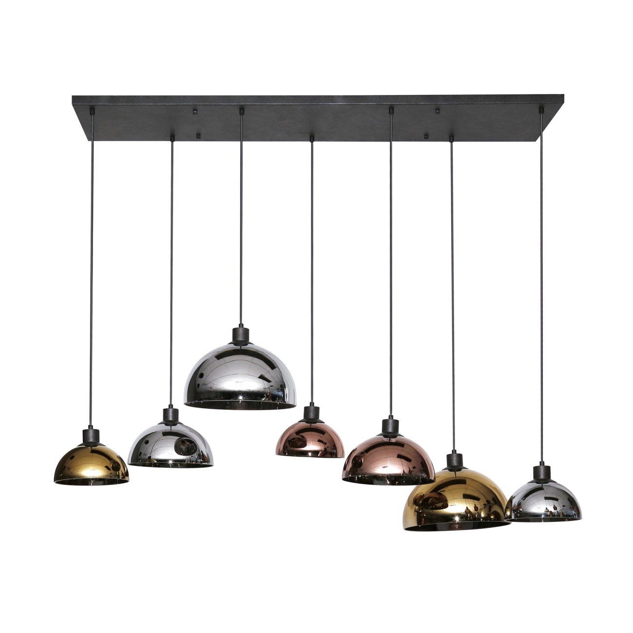Hängeleuchte Mirarte, 7-flammig - Gold-, Kupfer-, Chromglas, inkl. LED