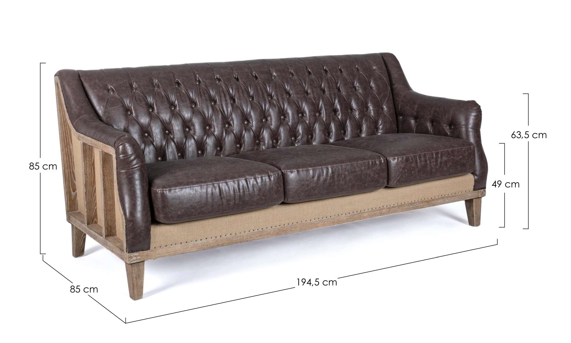 Sofa Raymond aus Kunstleder, 3-Sitzer