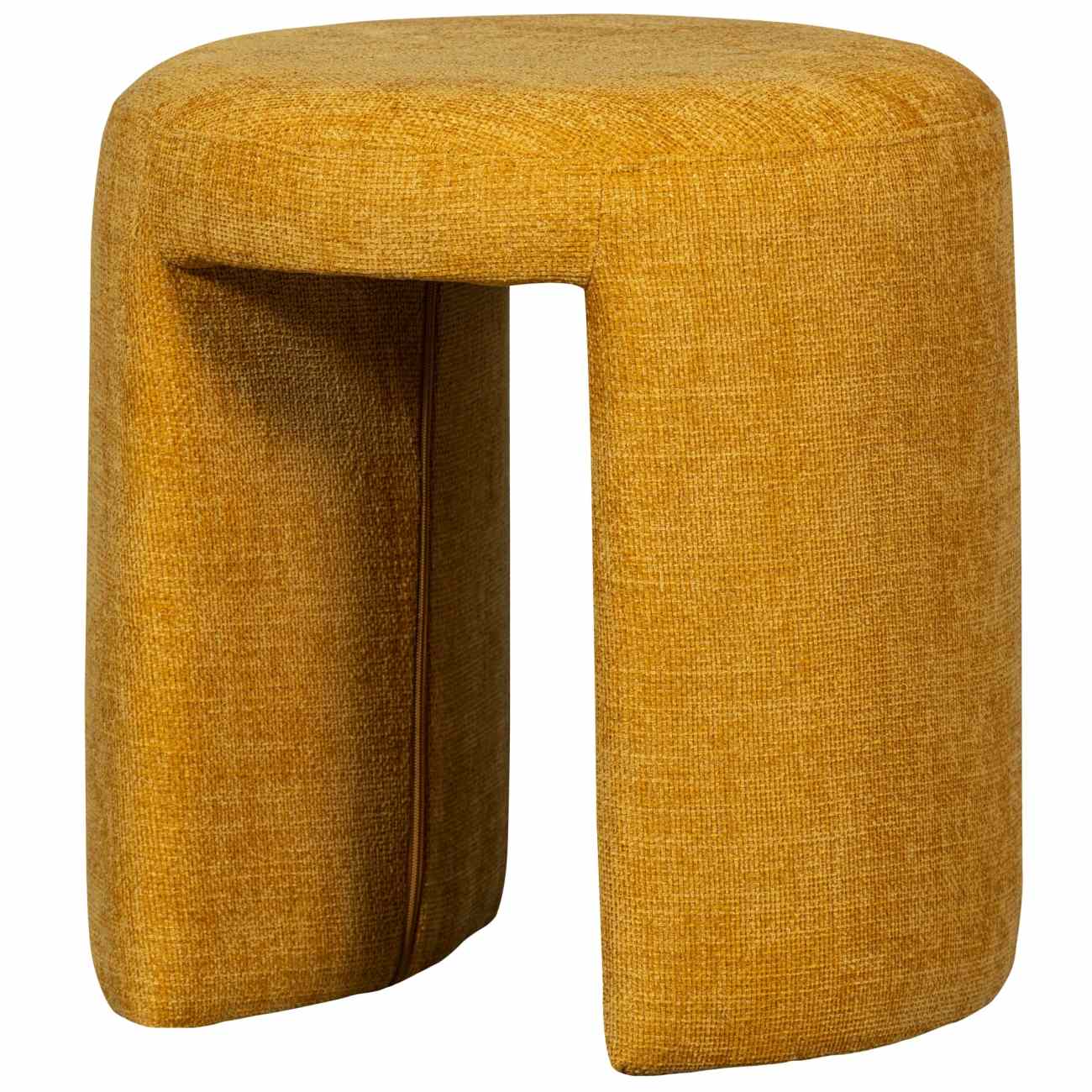 Hocker Charlie aus Chenille-Stoff, Gelb