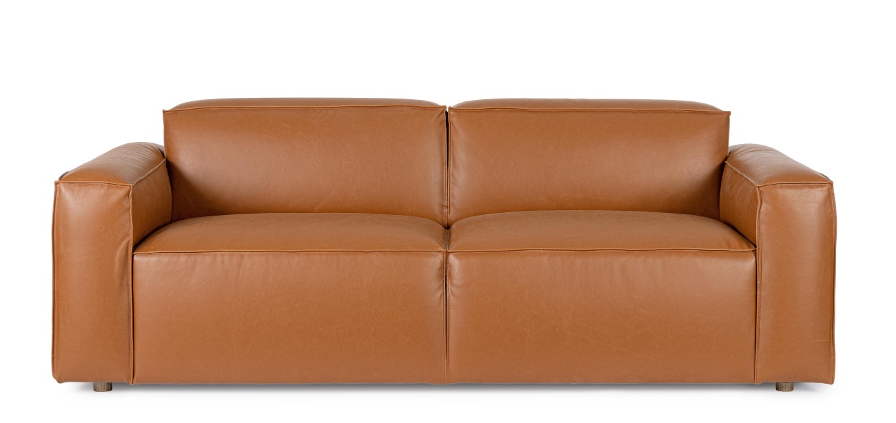 Sofa Joseph aus Kunstleder, Cognac