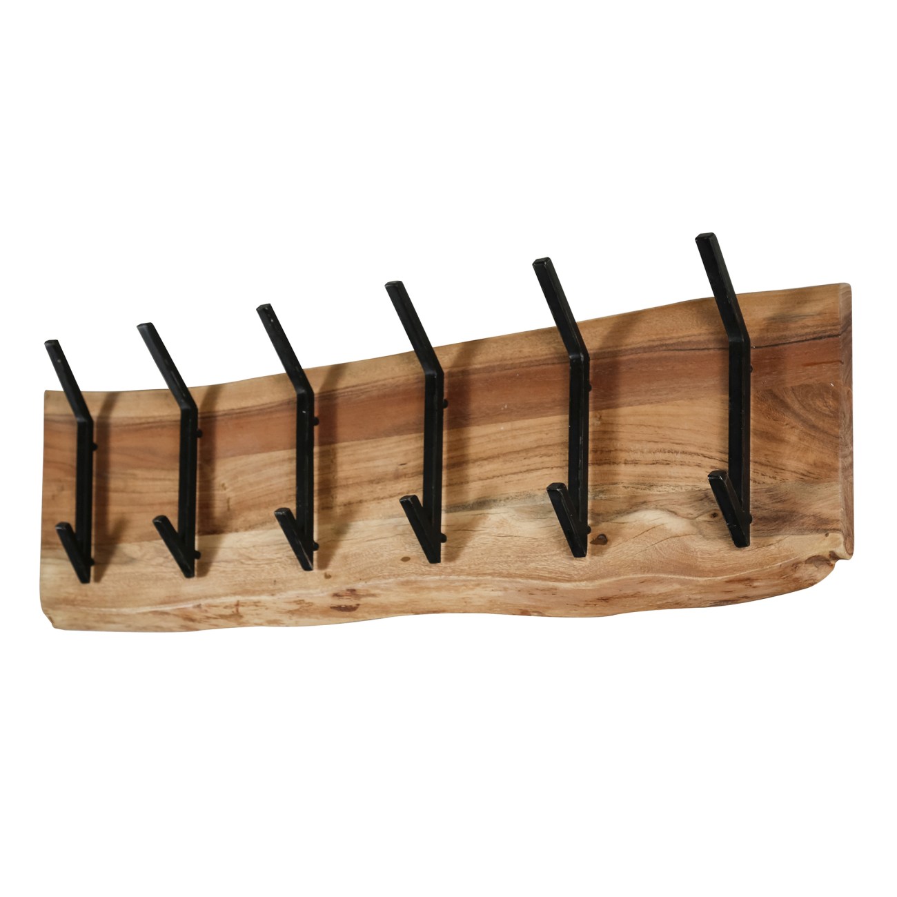 Garderobe Bord - Akazienholz massiv Natur, 6 Haken