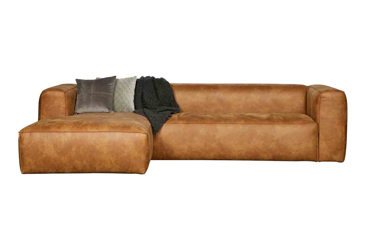 Ecksofa Bean Lederoptik, links Cognac