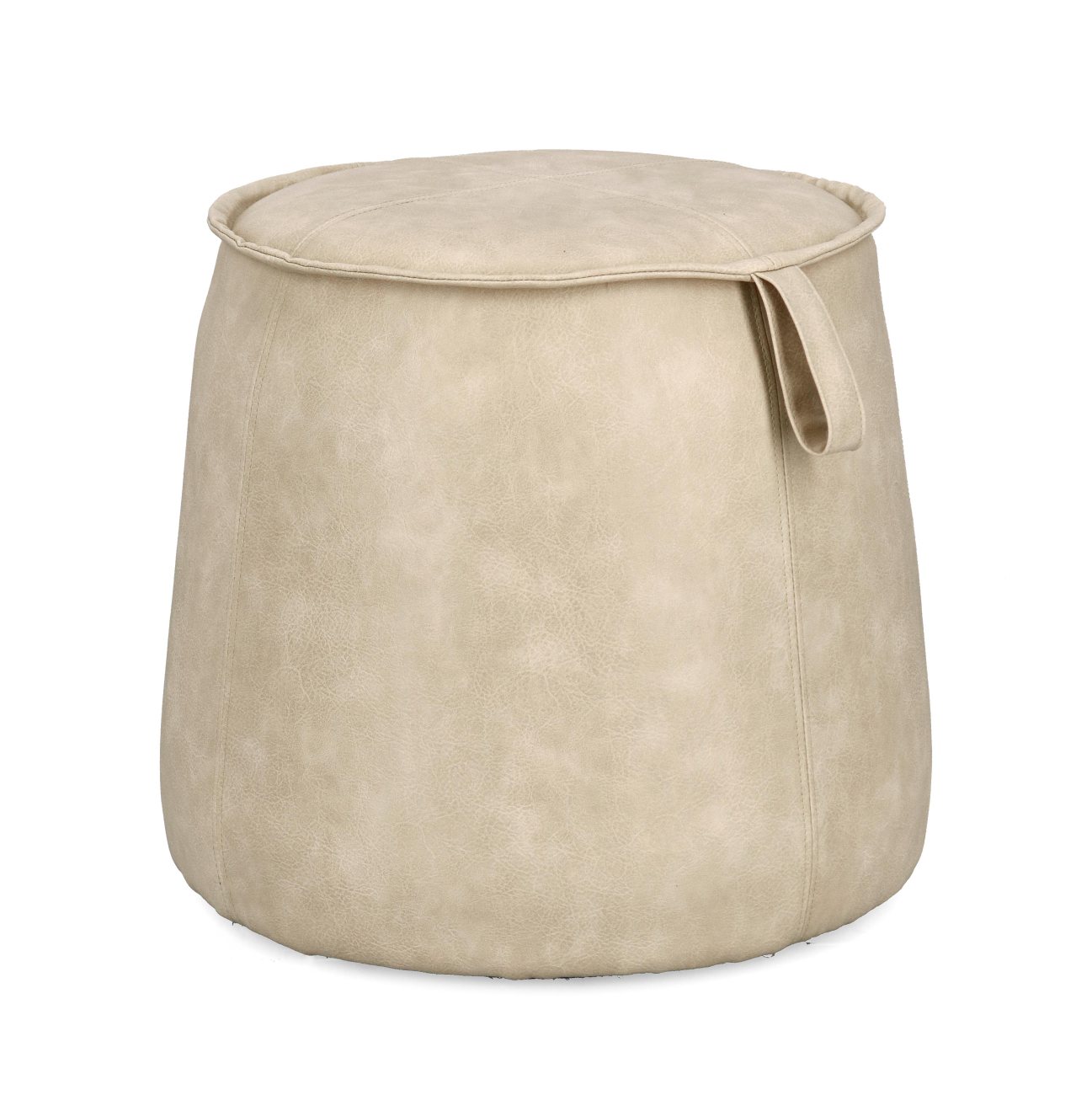 Pouf Rudina aus Kunstleder, Beige