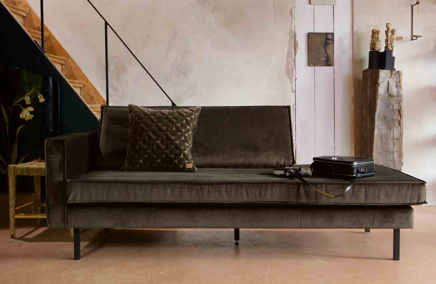 Recamiere Rodeo Daybed Samt, links Dunkelgrün