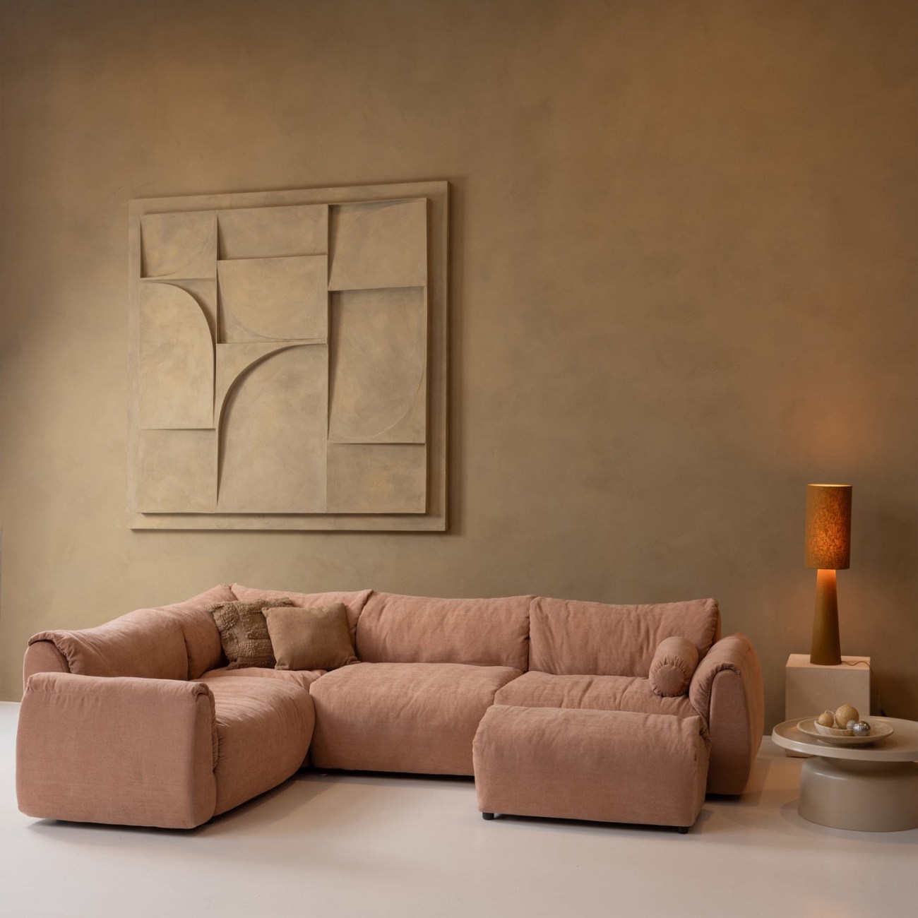 Sessel Baggy aus Chenille-Stoff, Altrosa
