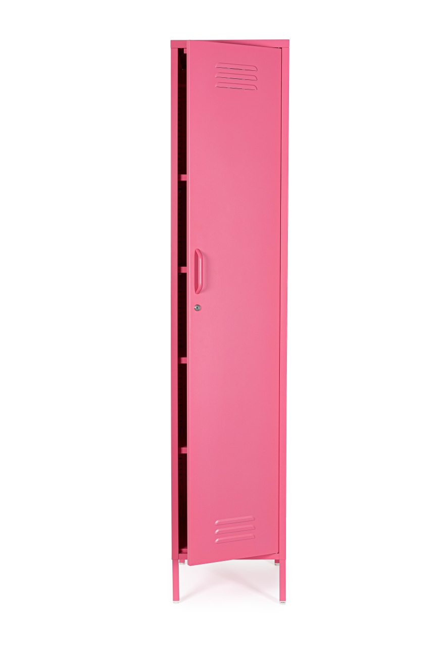 Kleiderschrank Cambridge 1 Tür aus Metall, Rosa