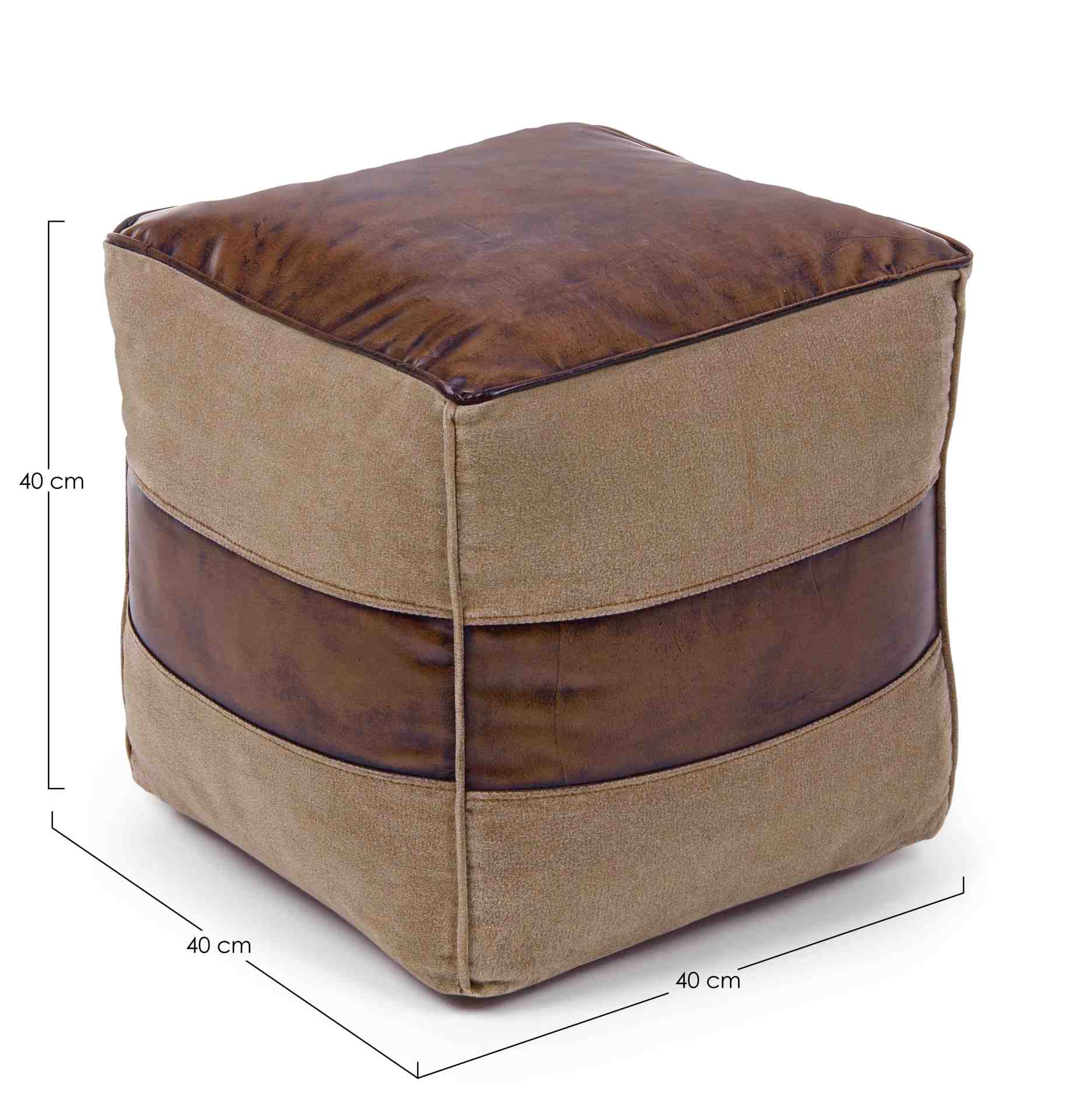 Pouf Charleston aus Büffelleder, Braun