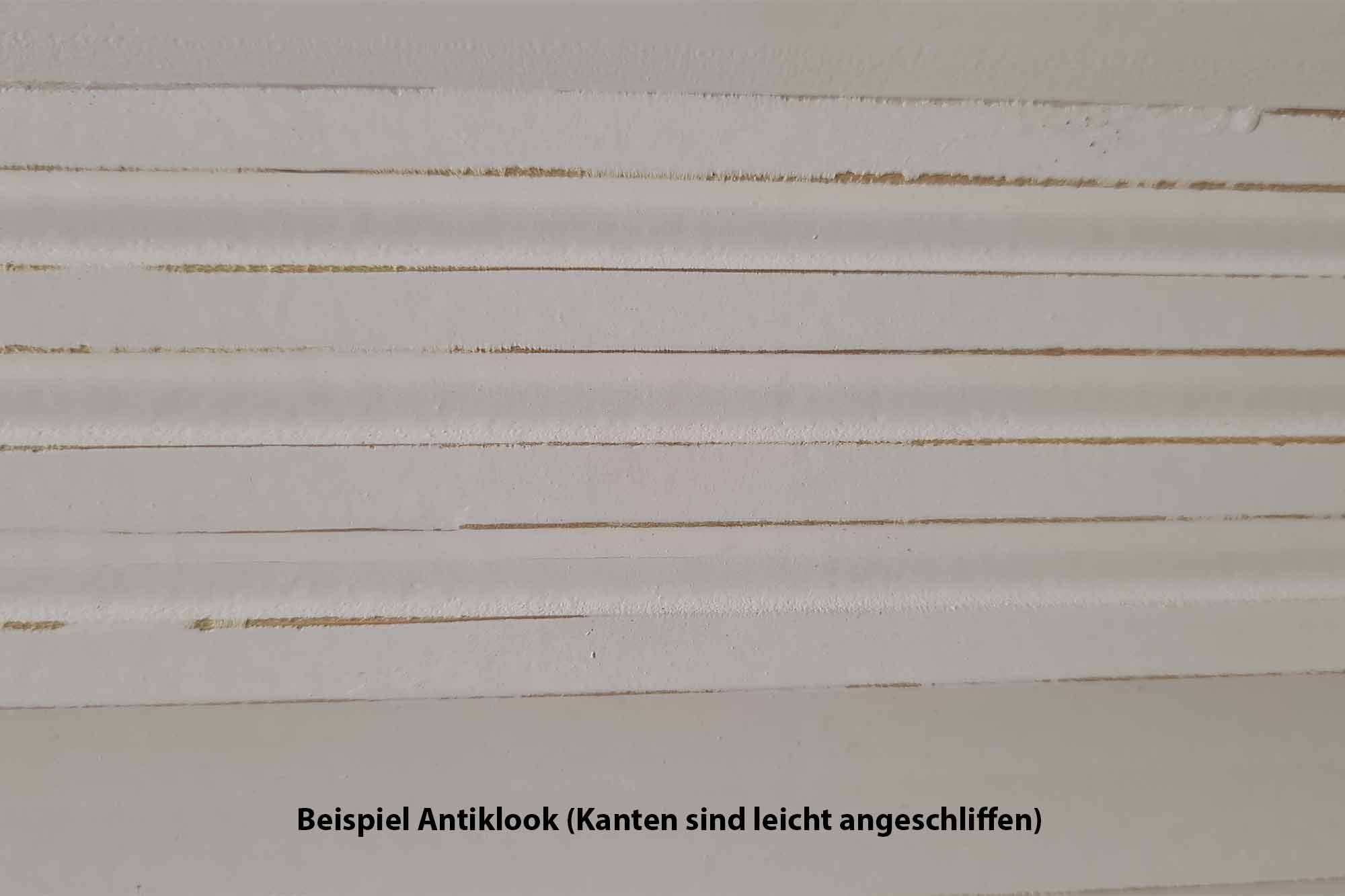 Konsole Landhaus aus Kiefernholz, 3 Schubladen, 2 Fächer, mit Eichenplatte