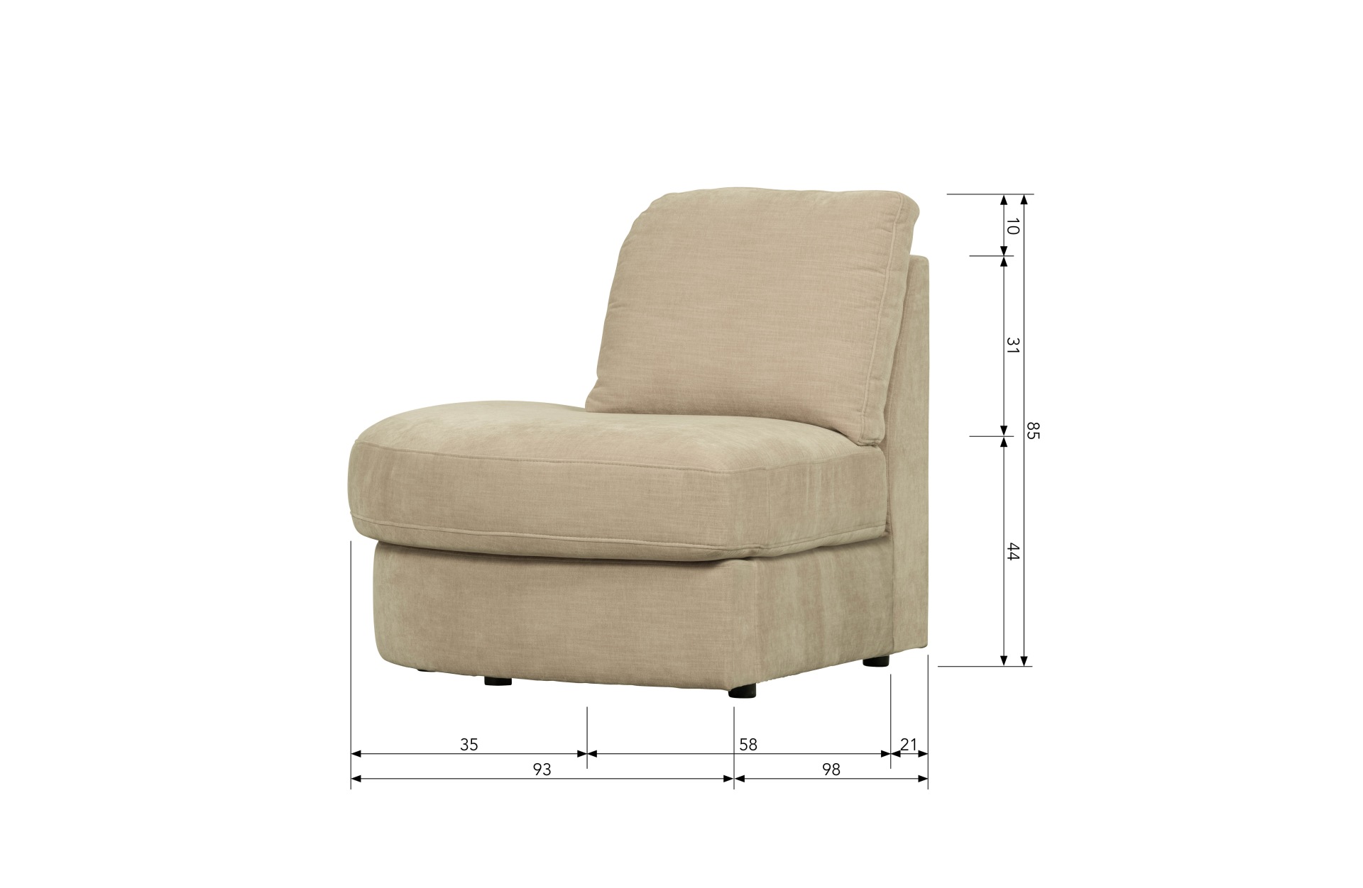 Modulsofa Family 1-Seat Eck-Element Rund Links, Sand