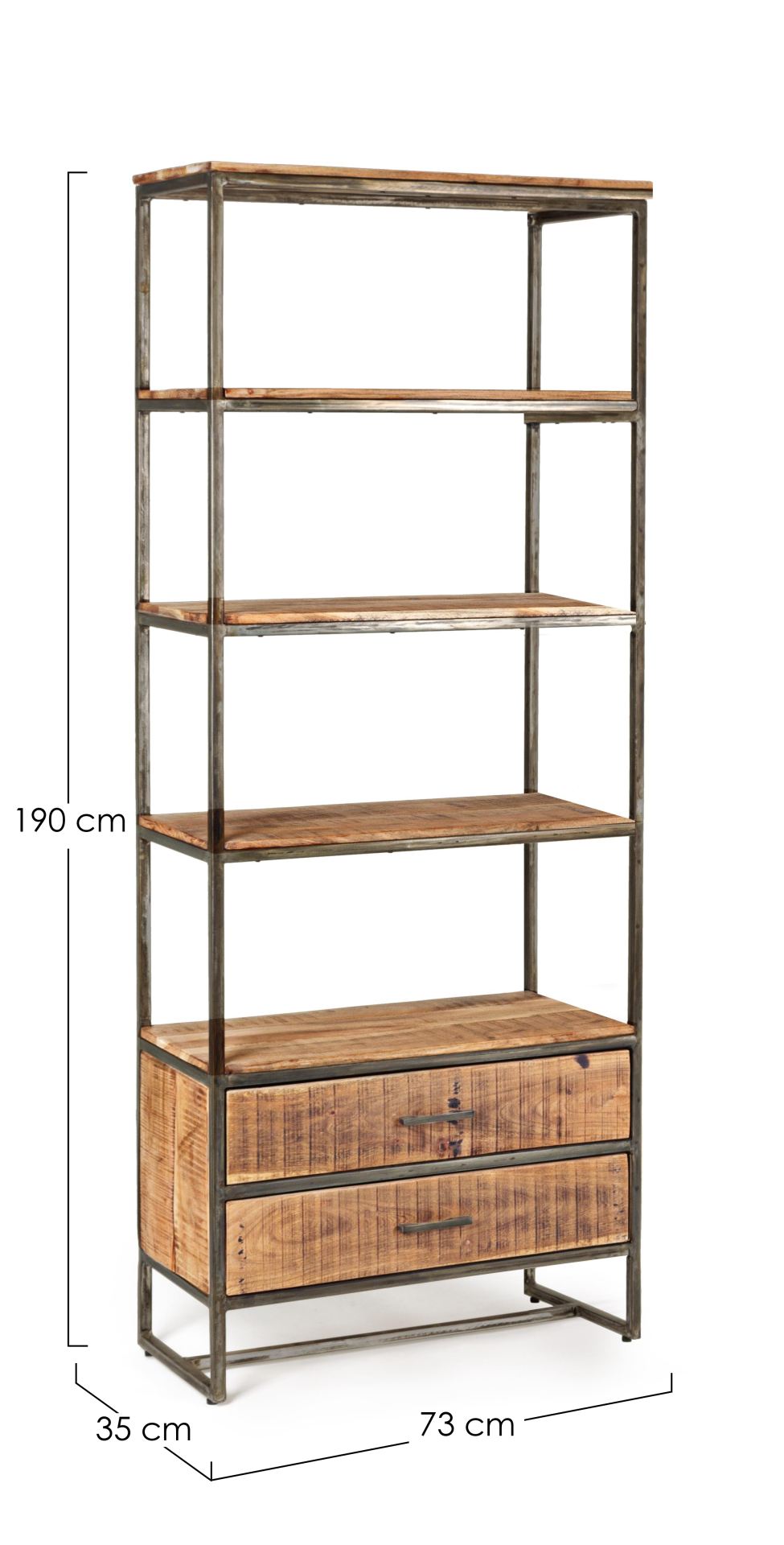 Bücherregal Elmer aus Akazienholz, 2 Schubladen