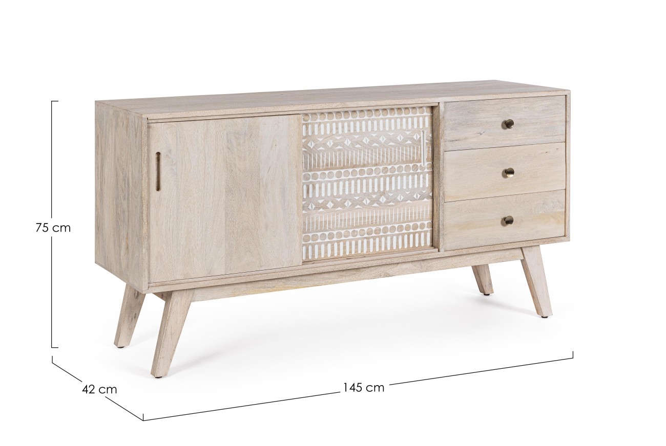 Sideboard Indria aus Mangoholz, 145 cm