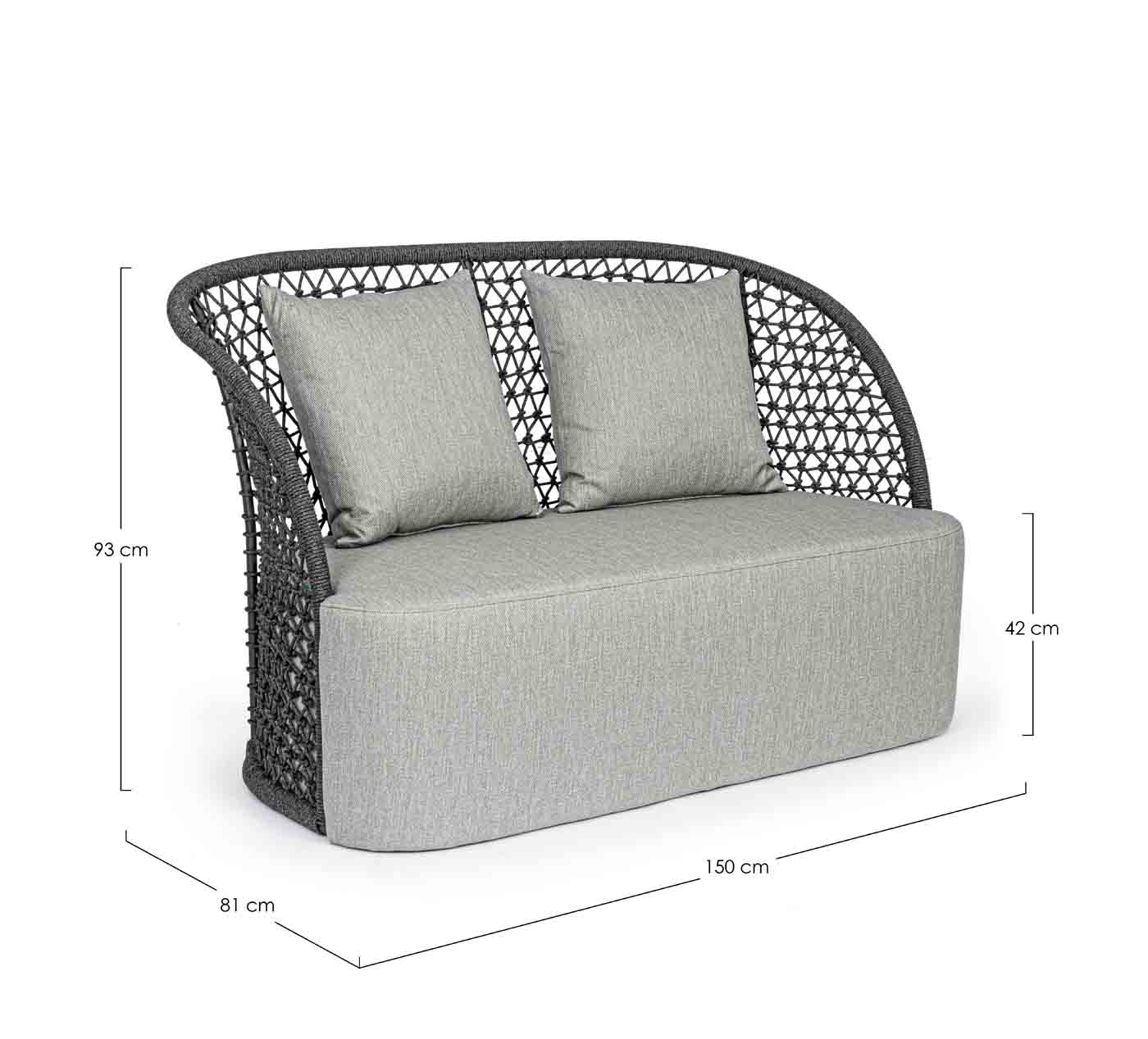 2 Sitzer Outdoorsofa Cuyen mit Kissen, Anthrazit