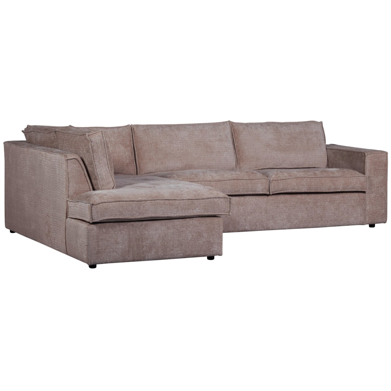 Ecksofa Hajo aus Chenille-Stoff Links, Taupe