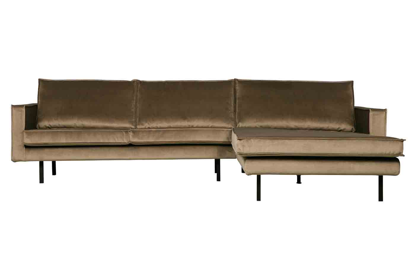 Ecksofa Rodeo Chaiselongue Samt, rechts Taupe