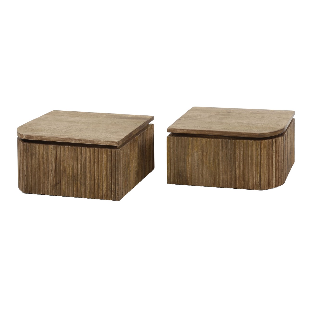 2er-Set Nachttisch Vagula - Mangoholz massiv Natur, mit Schublade