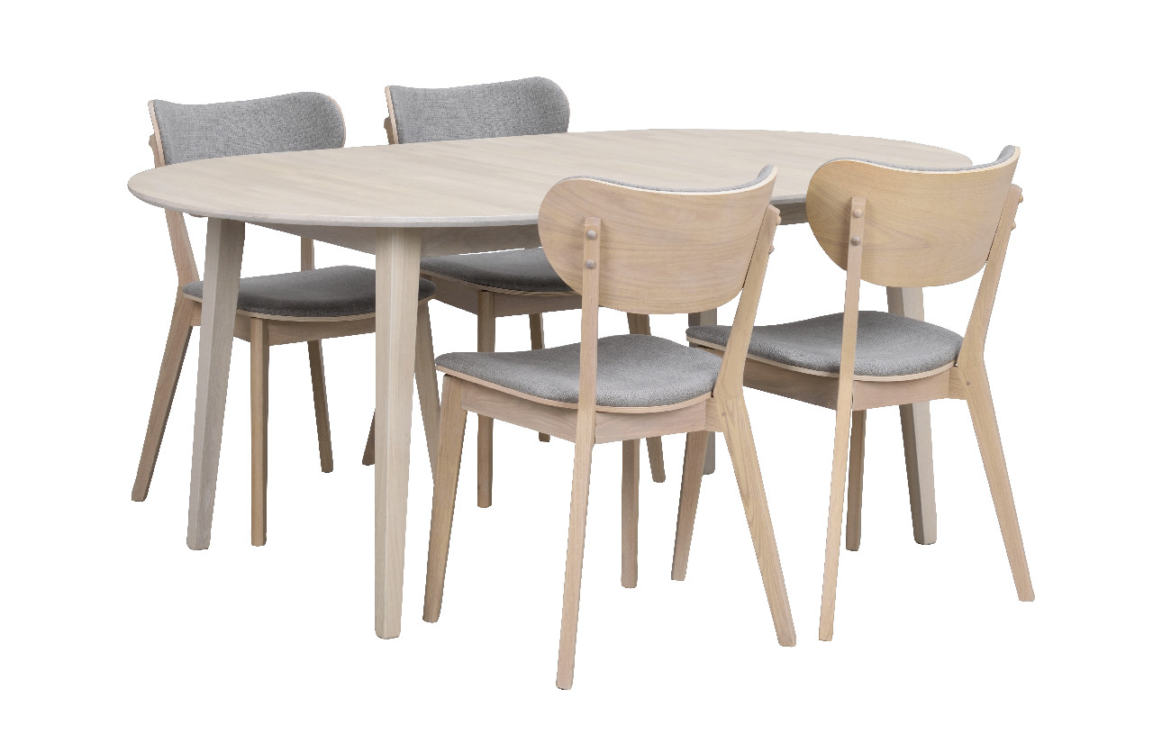 Esstisch Filippa Oval mit Auszug, 170/210cm, Eiche Weiß pigmentiert